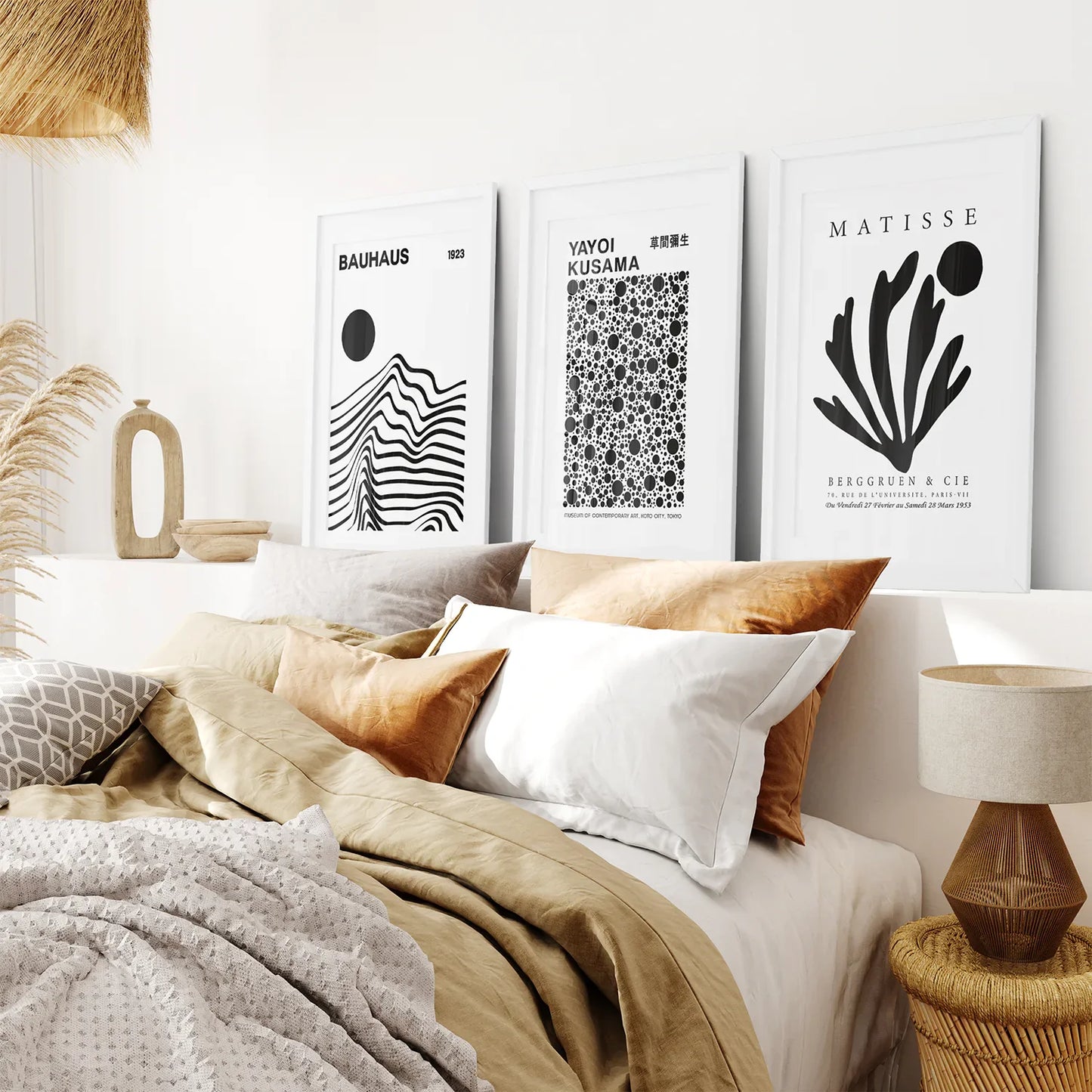 Black and White Minimalist Wall Art Set of 3 Prints
