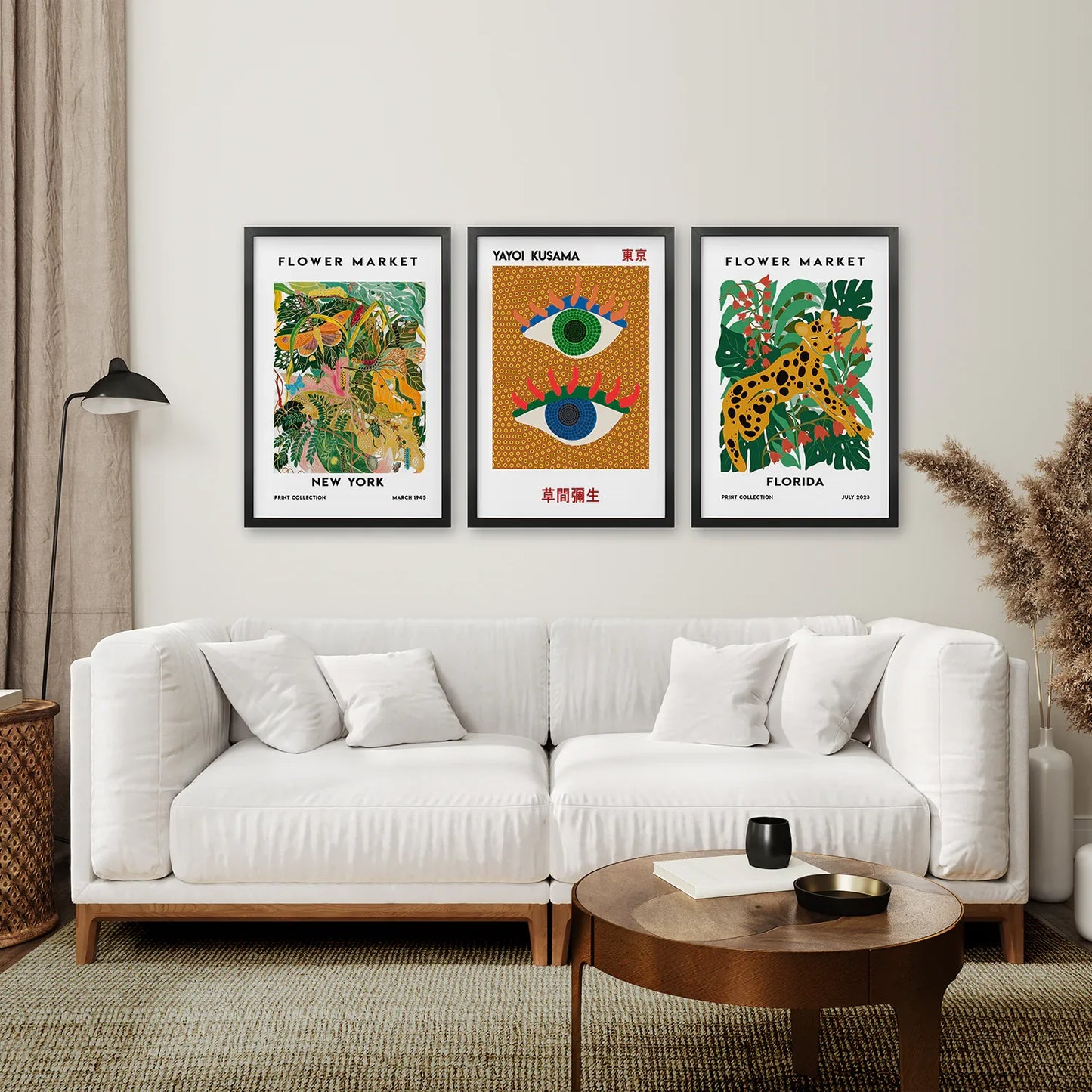 Modern Abstract Flower Marker Wall Art Set of 3