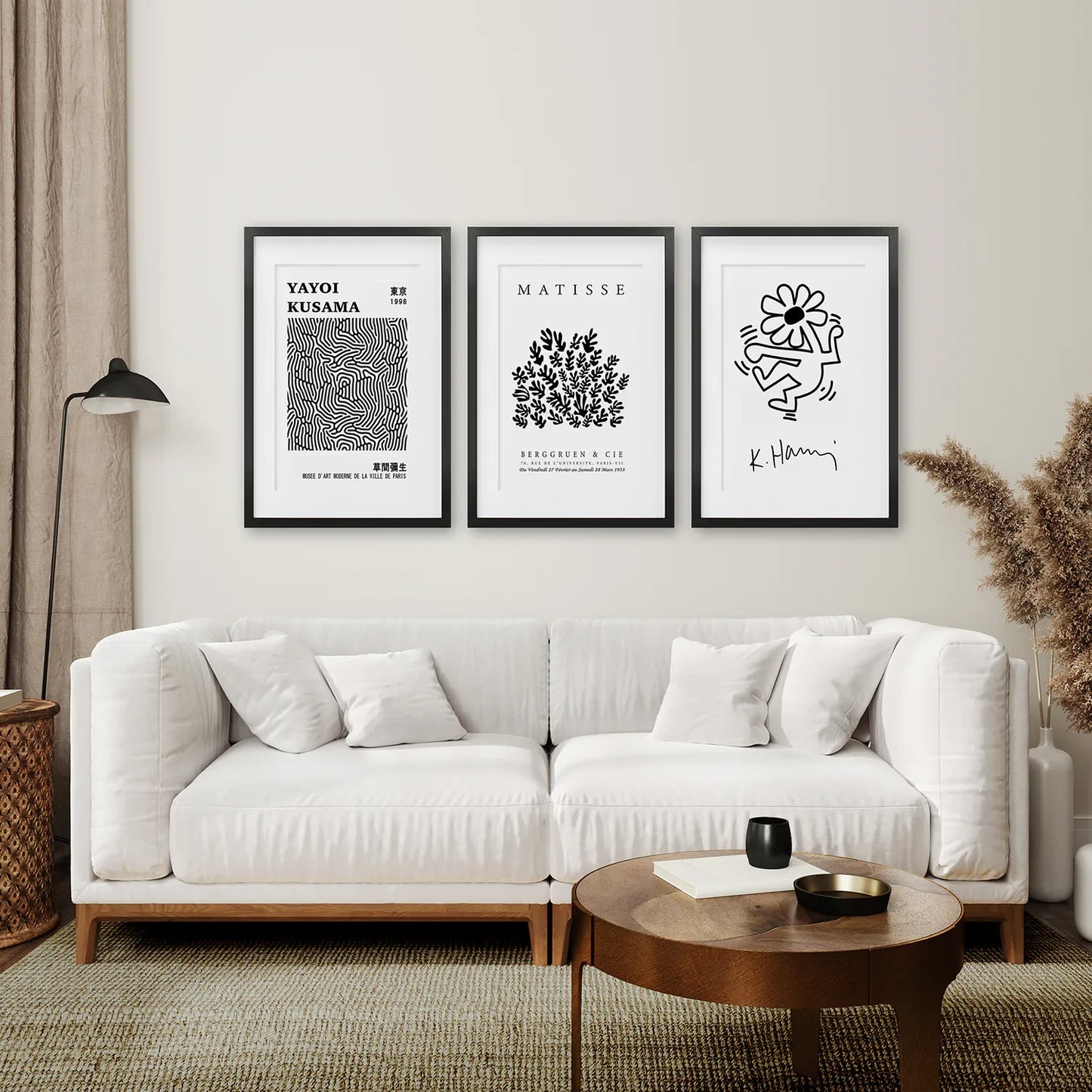 Black and White Abstract Figure Wall Art Set of 3