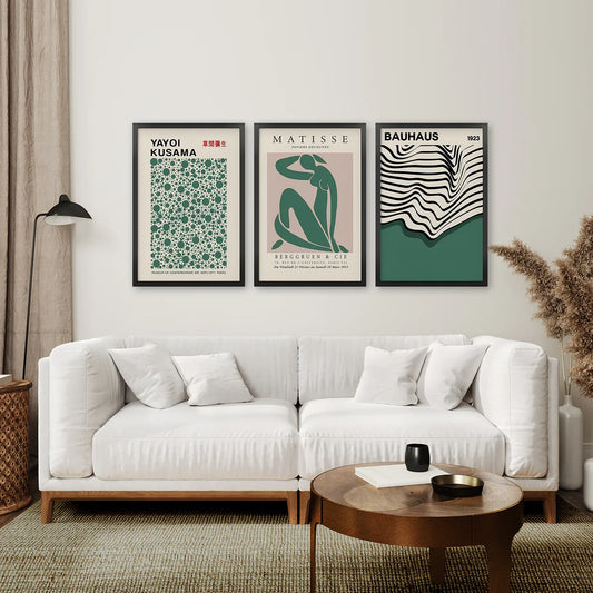 Abstract Figure Wall Art Set of 3, Sage Green Prints