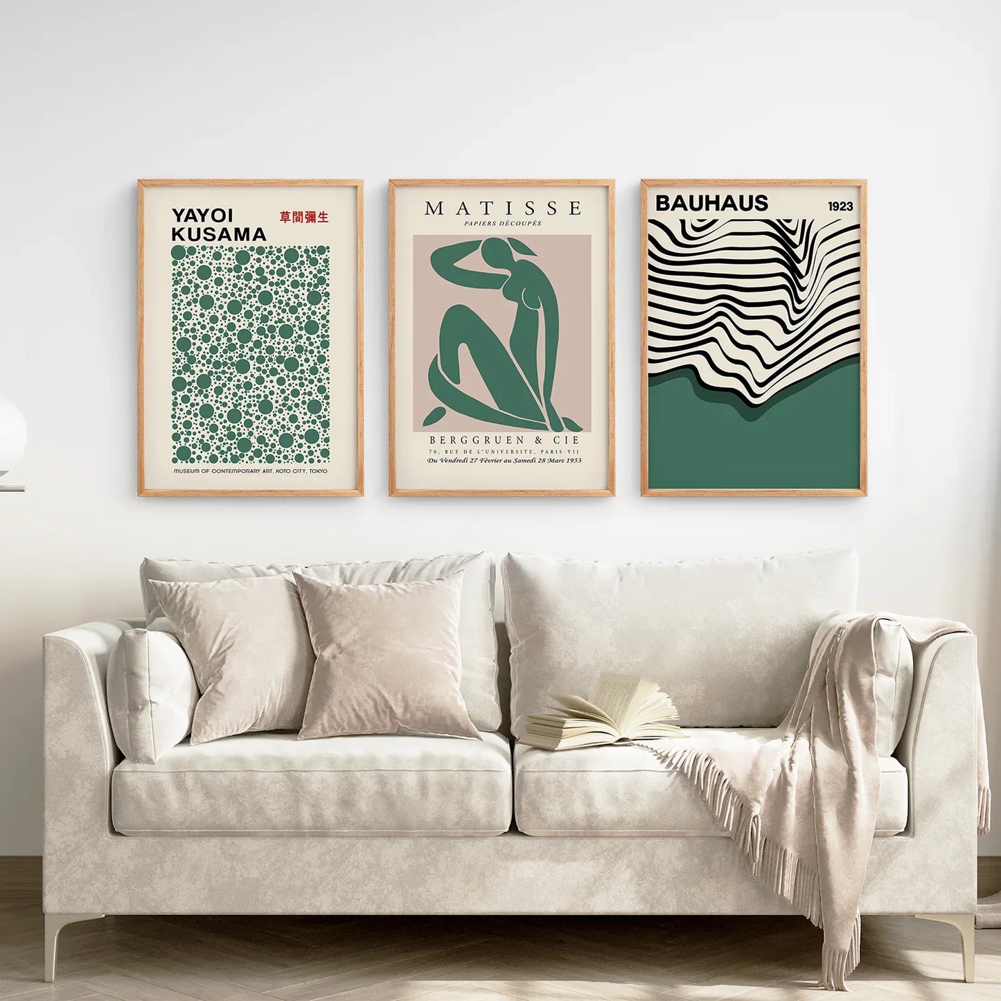Abstract Figure Wall Art Set of 3, Sage Green Prints