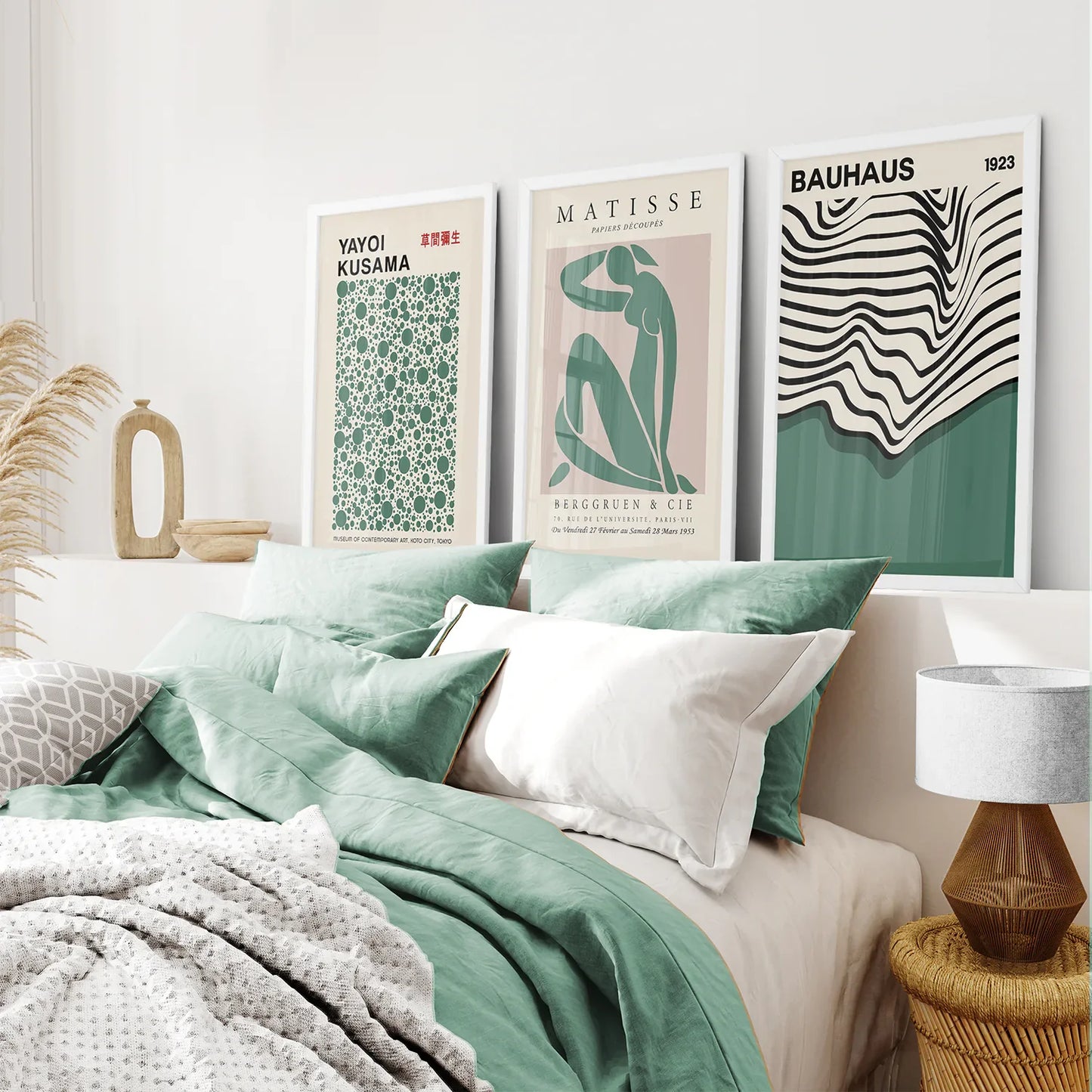 Abstract Figure Wall Art Set of 3, Sage Green Prints