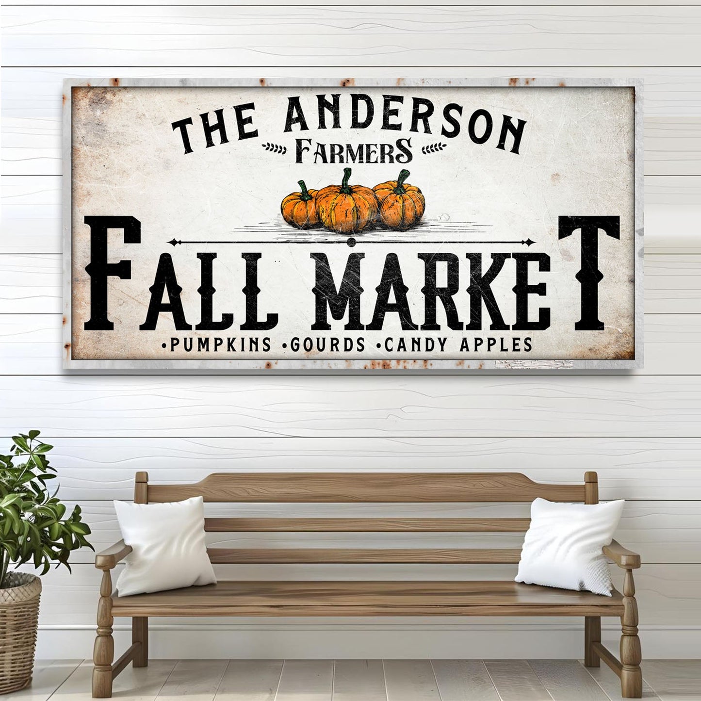 Farmers Fall Market Canvas Wall Art Sign