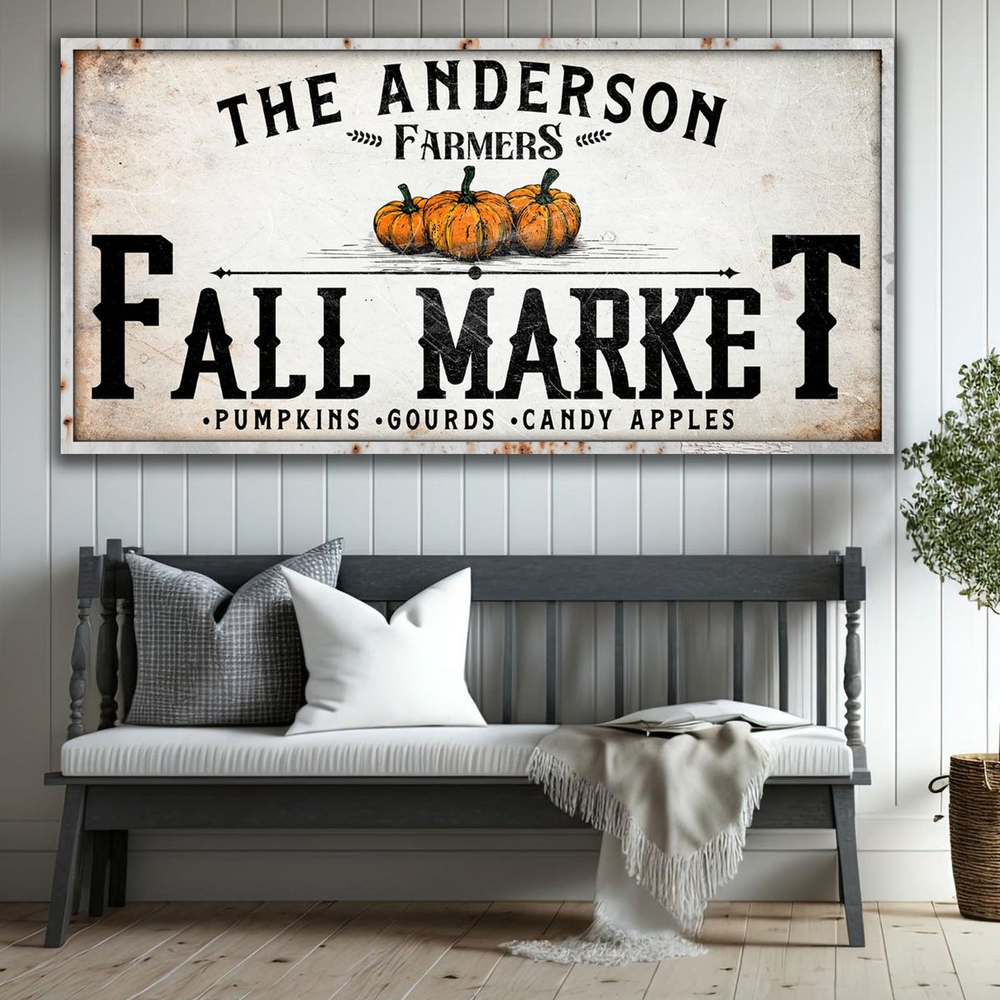 Farmers Fall Market Canvas Wall Art Sign