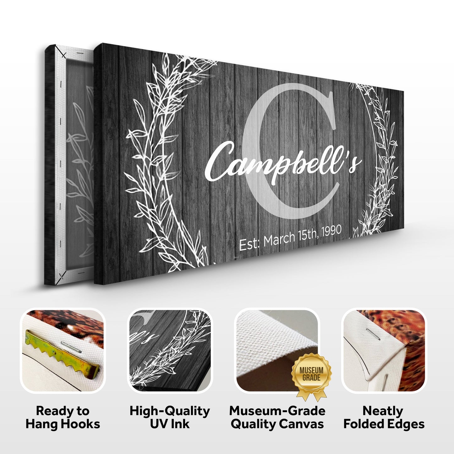 Family Name Monogram Canvas Wall Art