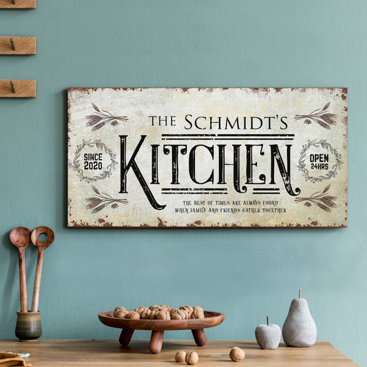 Kitchen canvas wall art sign in a farmhouse kitchen