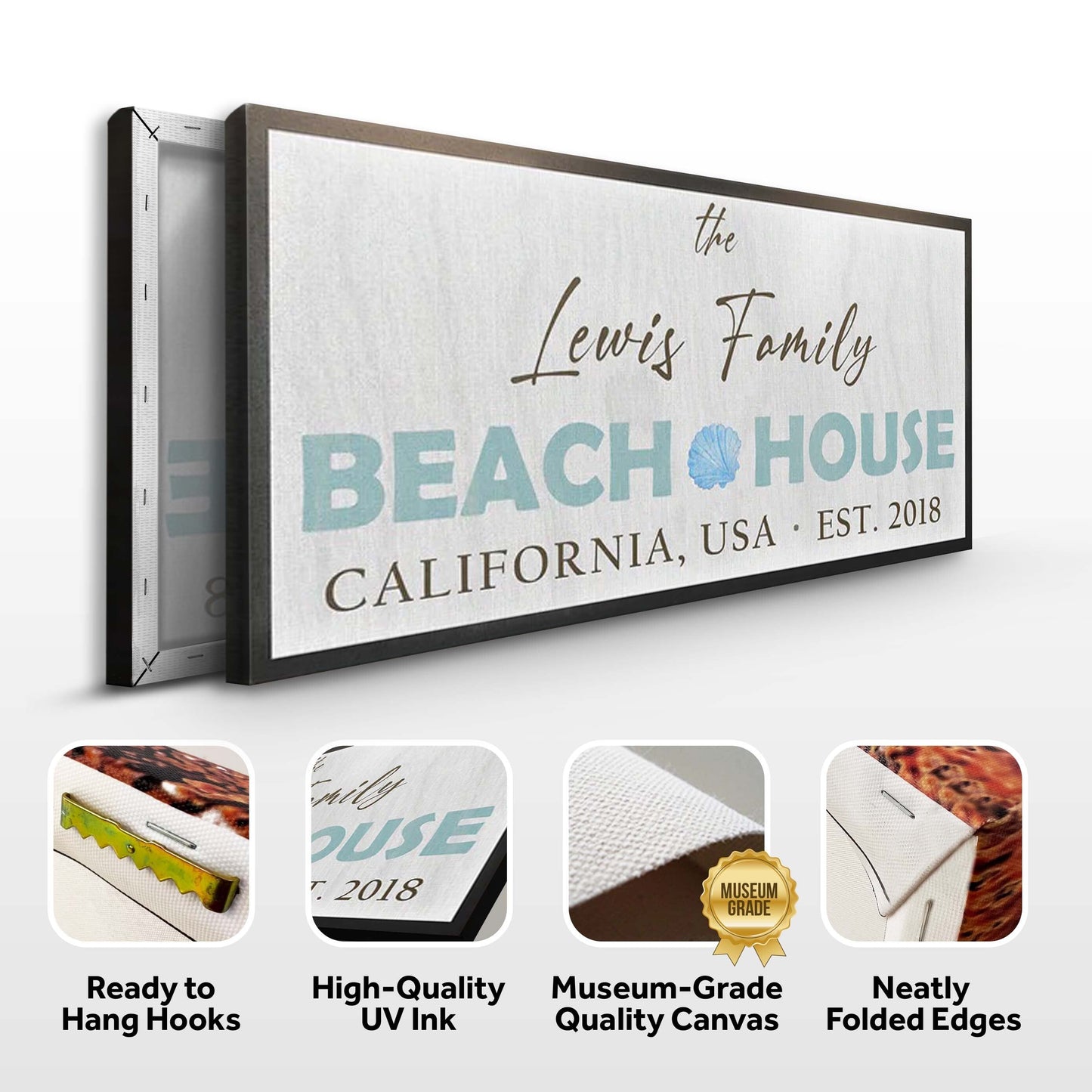 Beach House Canvas Wall Art Sign