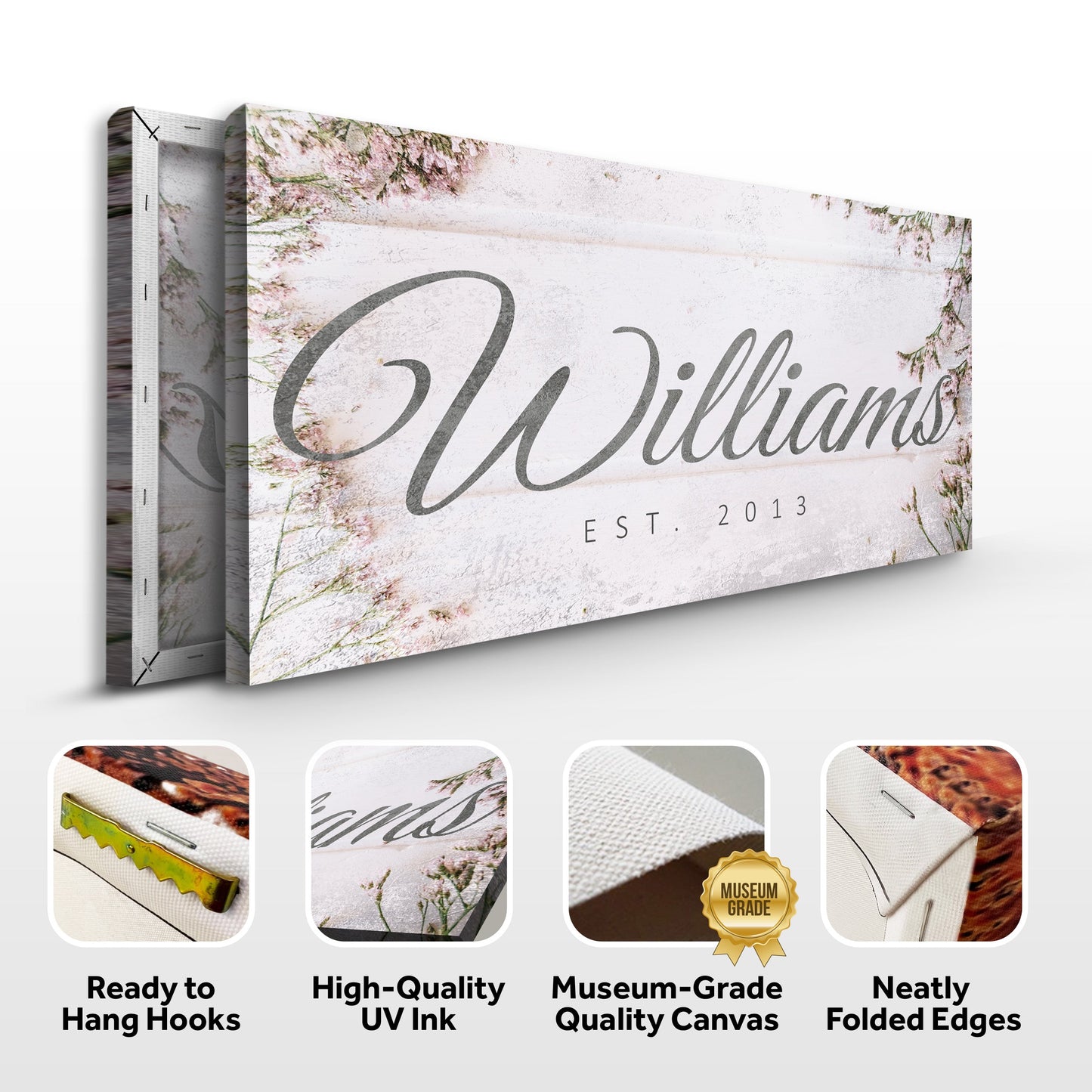 Family Name Canvas Wall Art Sign