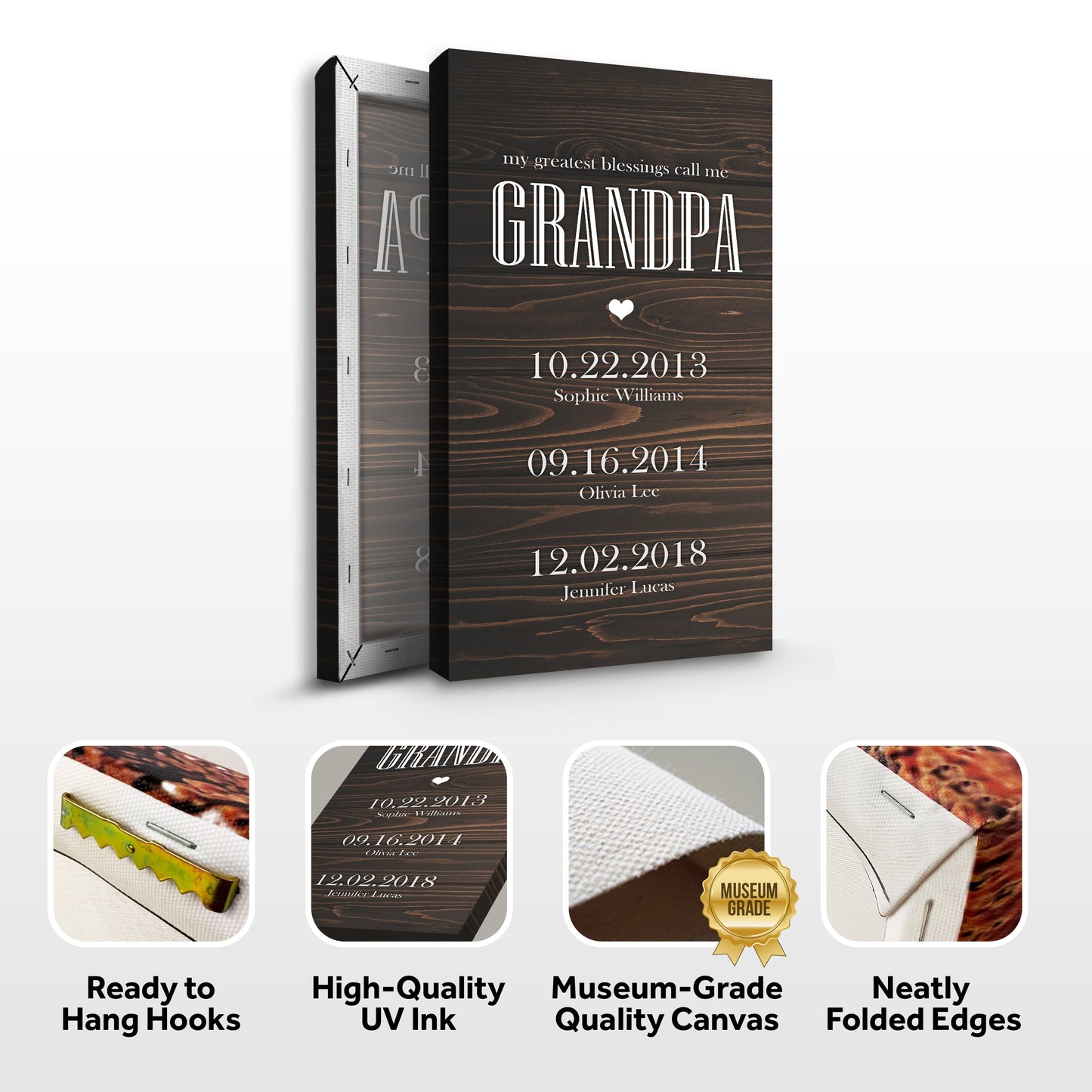 Grandfather Name Canvas Wall Art Sign