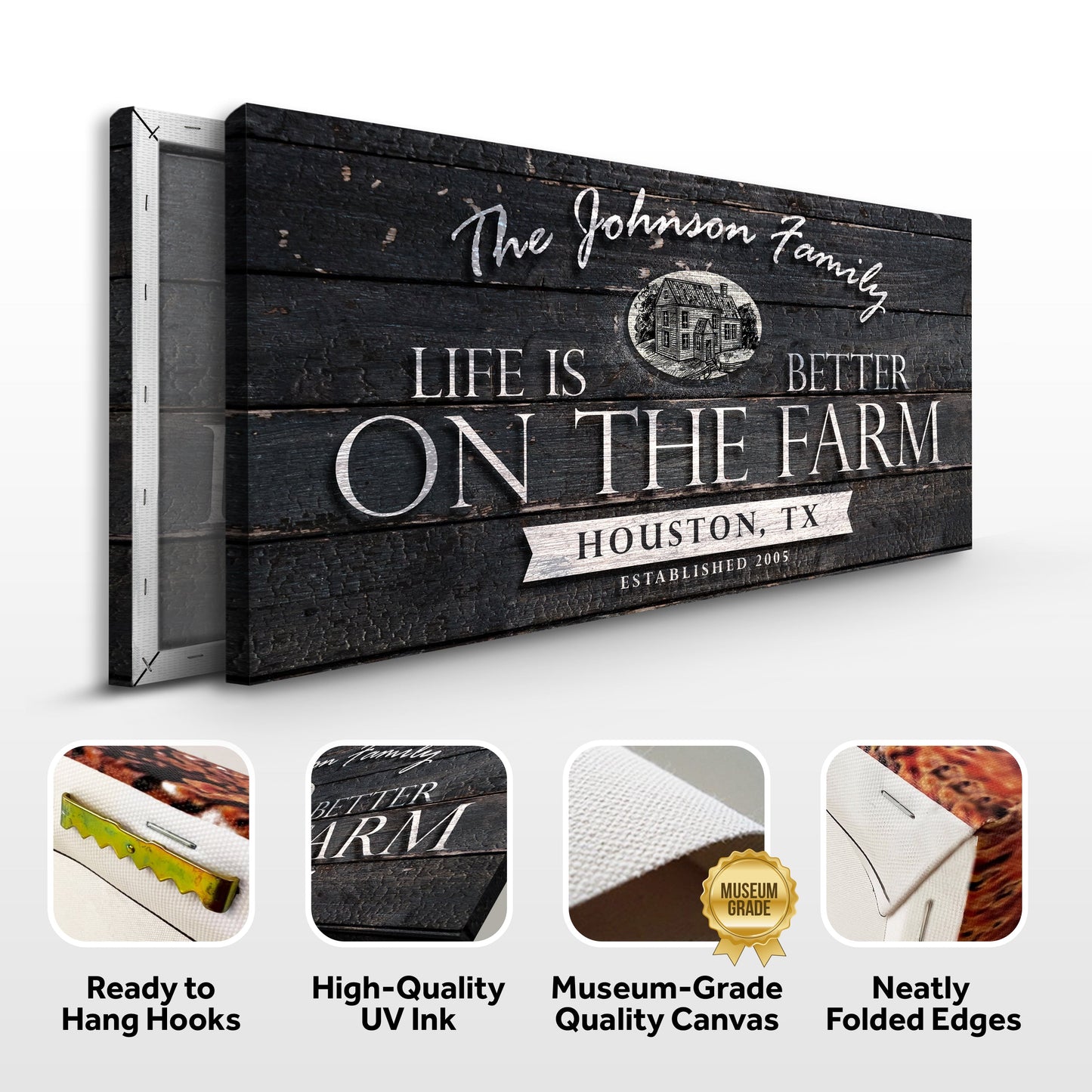 Life Is Better on the Farm Farmhouse Canvas Sign