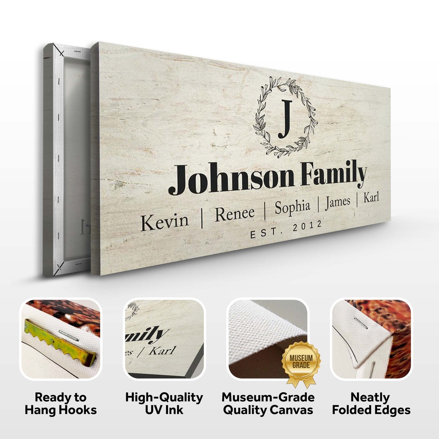 White Family Name Canvas Wall Art