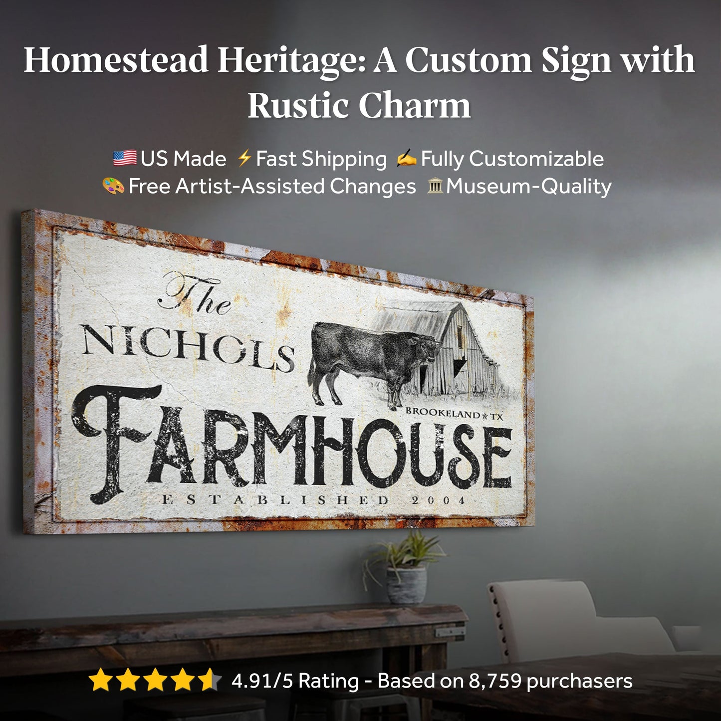 Rustic Farmhouse Canvas Sign