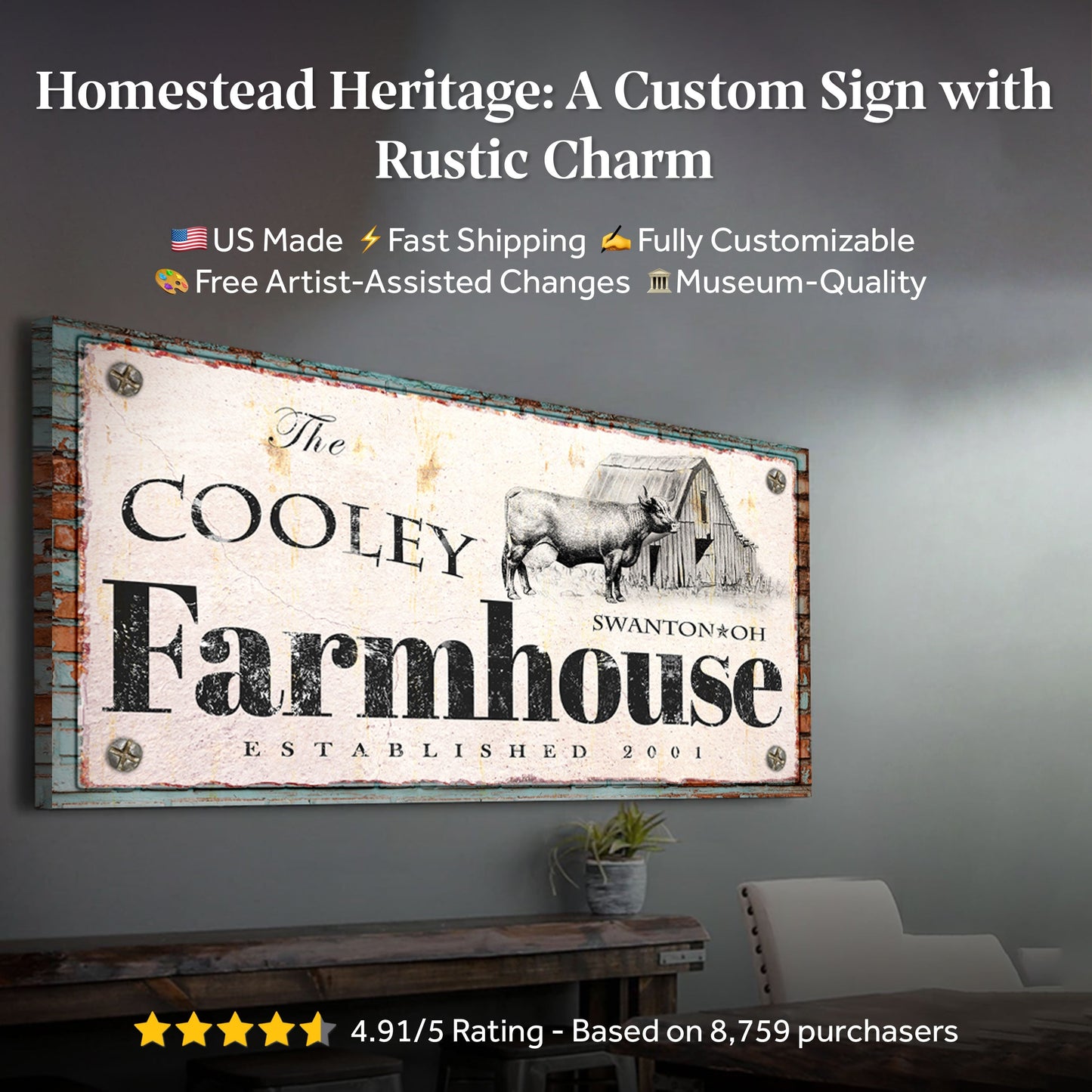 Rustic Farmhouse Canvas Sign