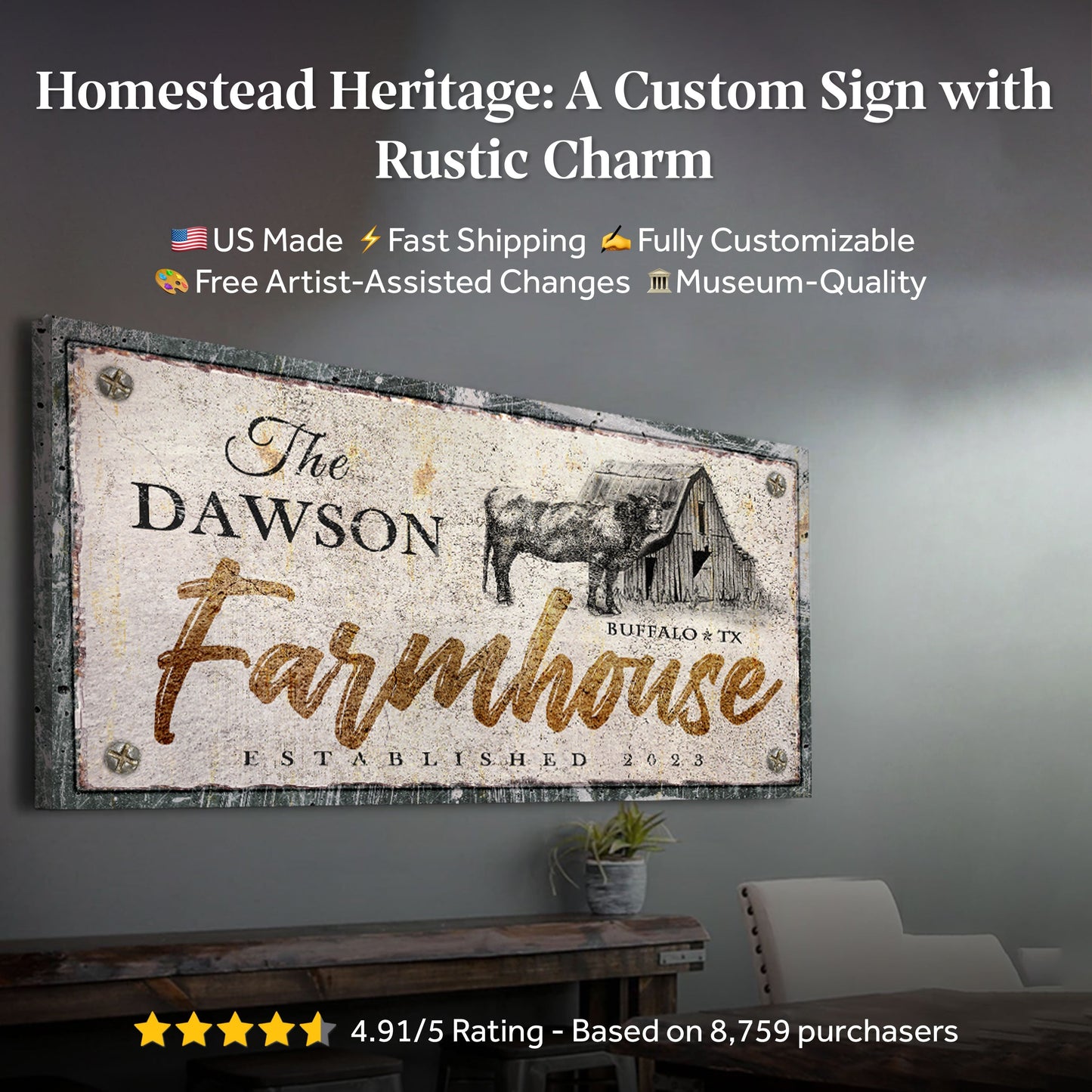 Rustic Farmhouse Canvas Sign