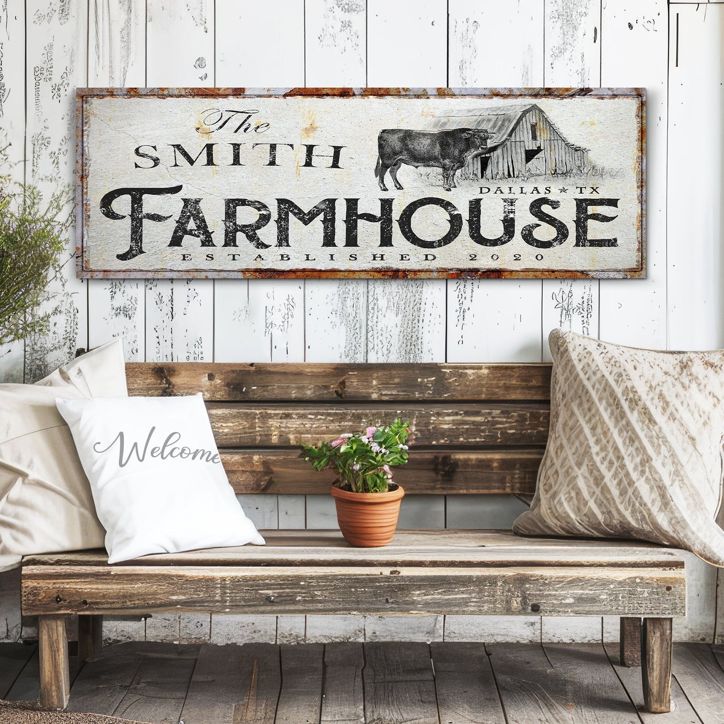 Rustic farmhouse canvas sign XIV with country style typography for home decor