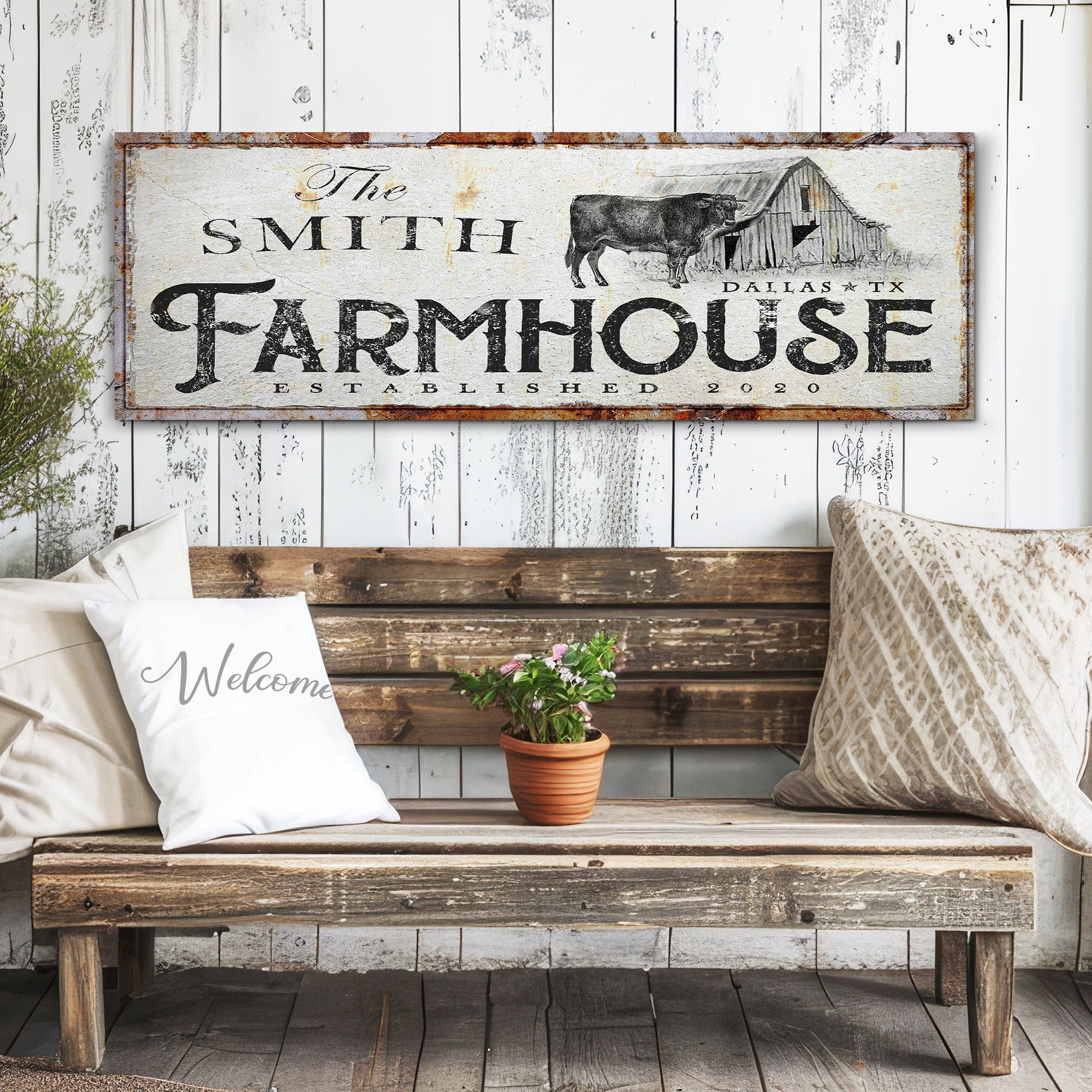 Rustic farmhouse canvas sign XIV with country style typography for home decor