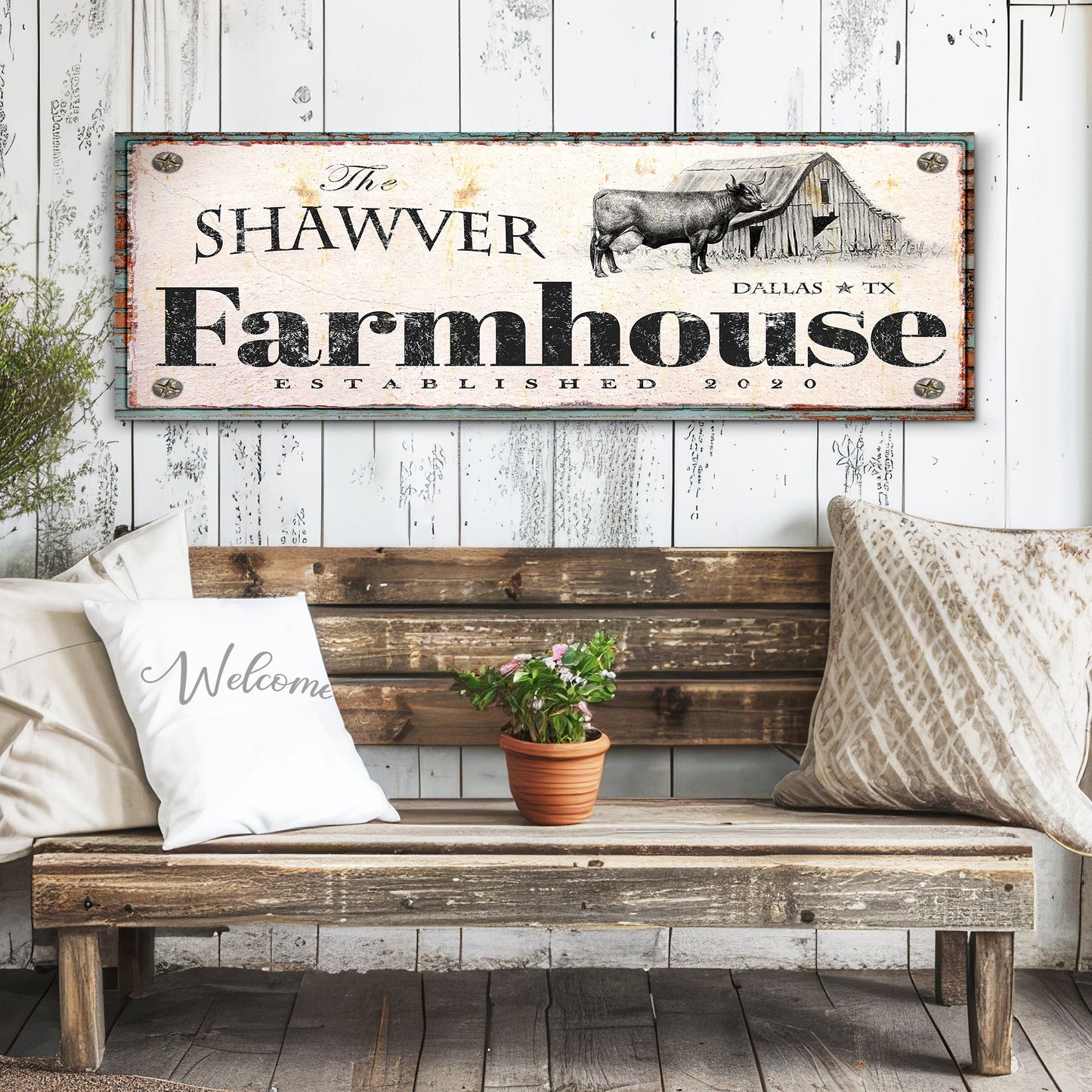 Rustic farmhouse canvas sign XV with warm country farmhouse character