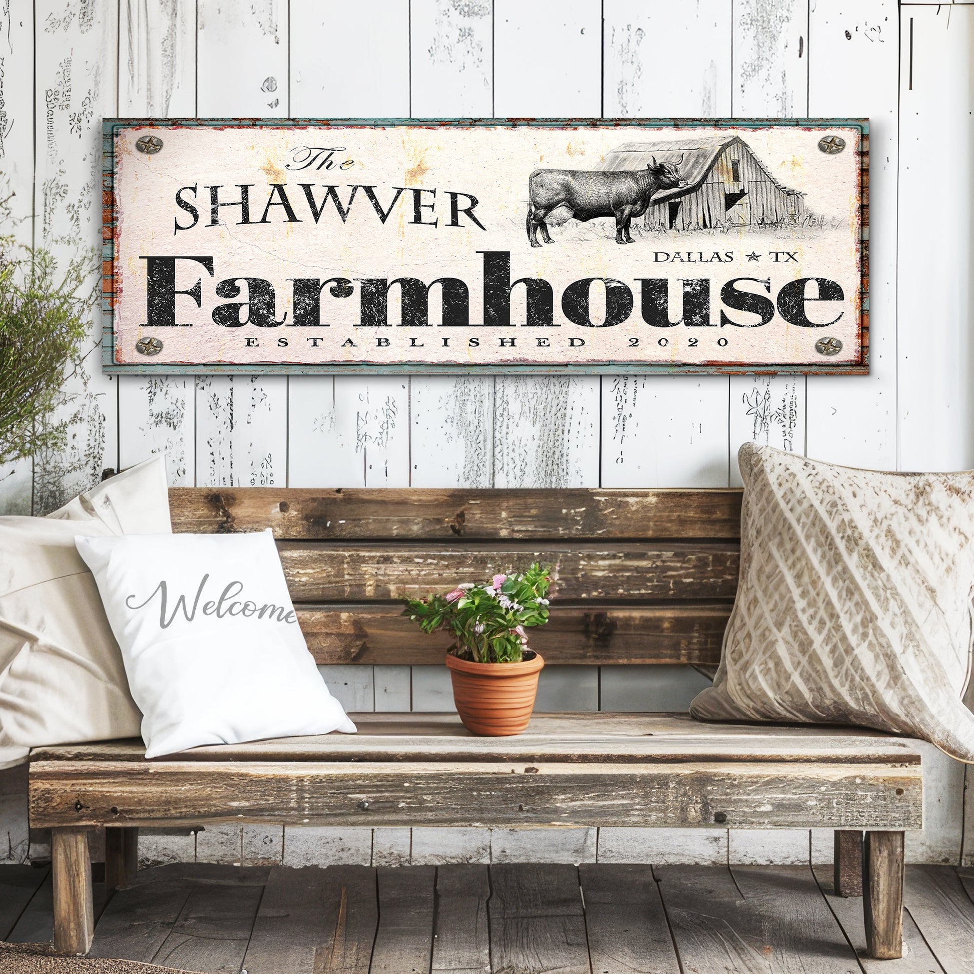 Rustic farmhouse canvas sign XV with warm country farmhouse character