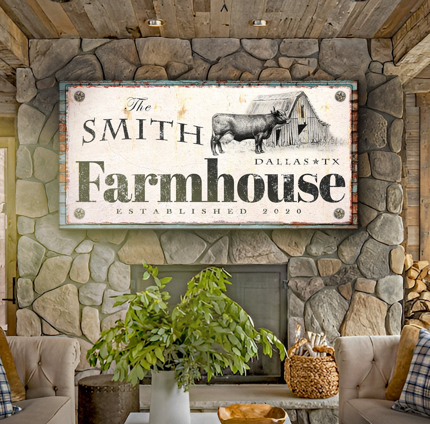 Rustic Farmhouse Personalized Canvas Sign II