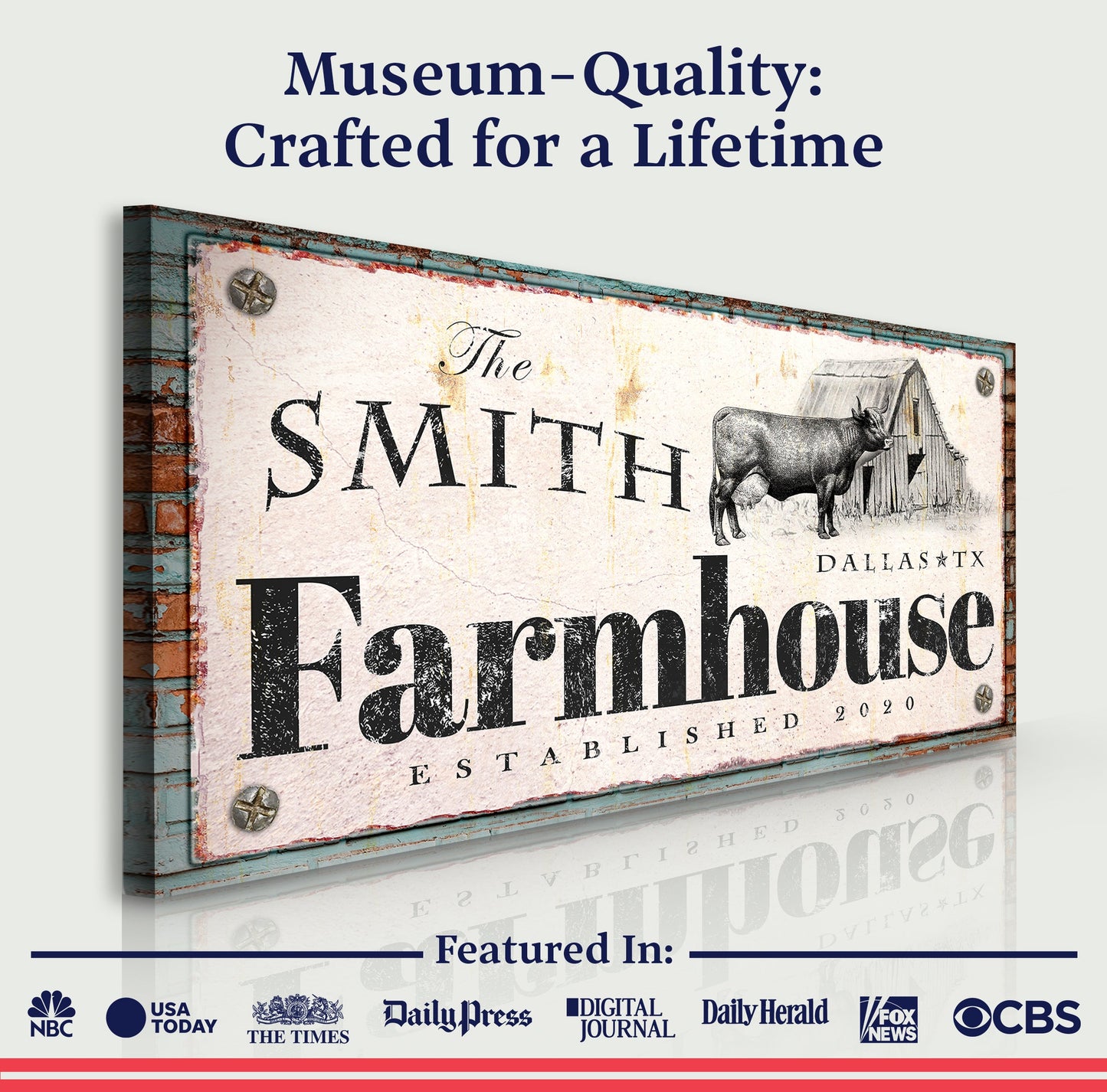 Rustic Farmhouse Personalized Canvas Sign II