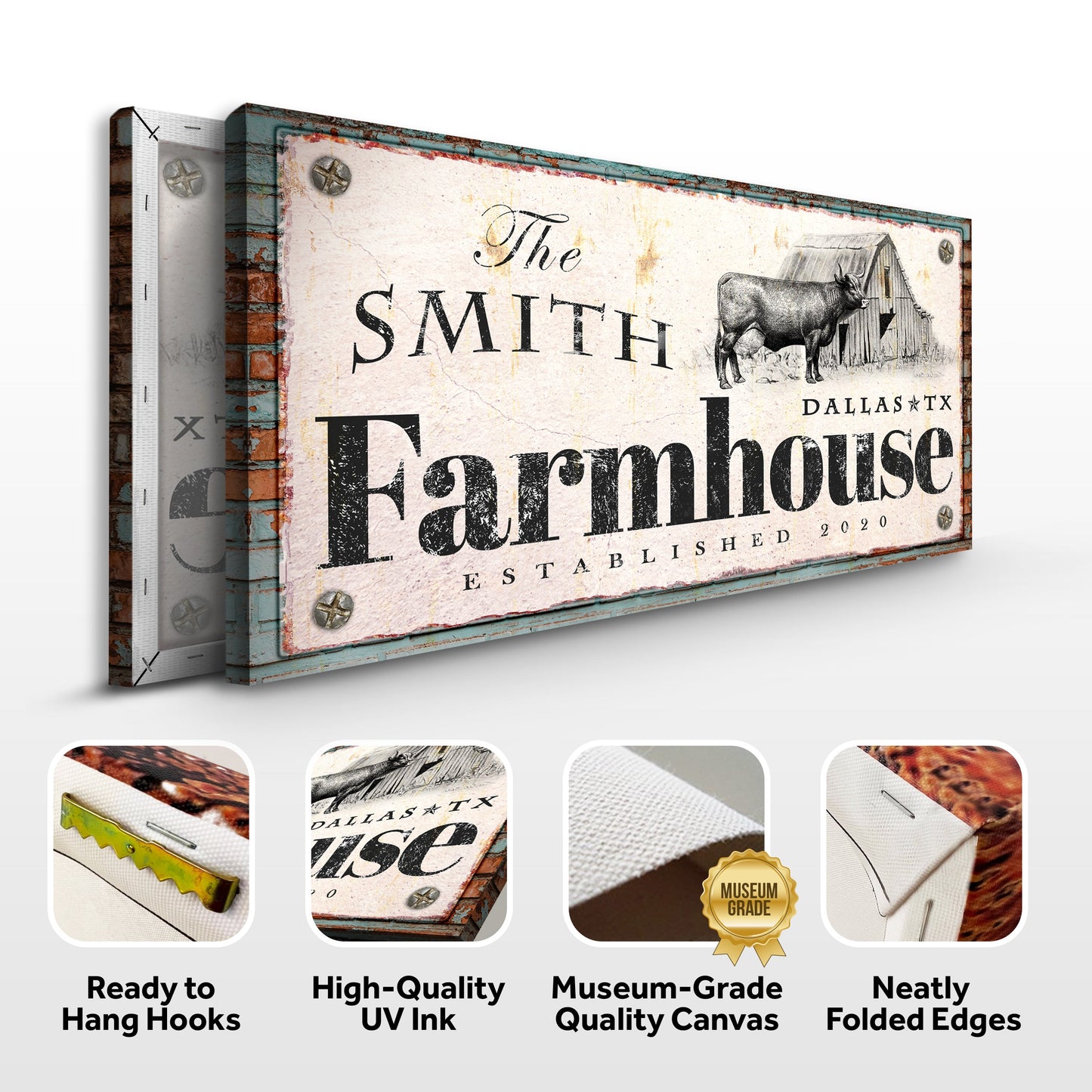 Rustic Farmhouse Personalized Canvas Sign II