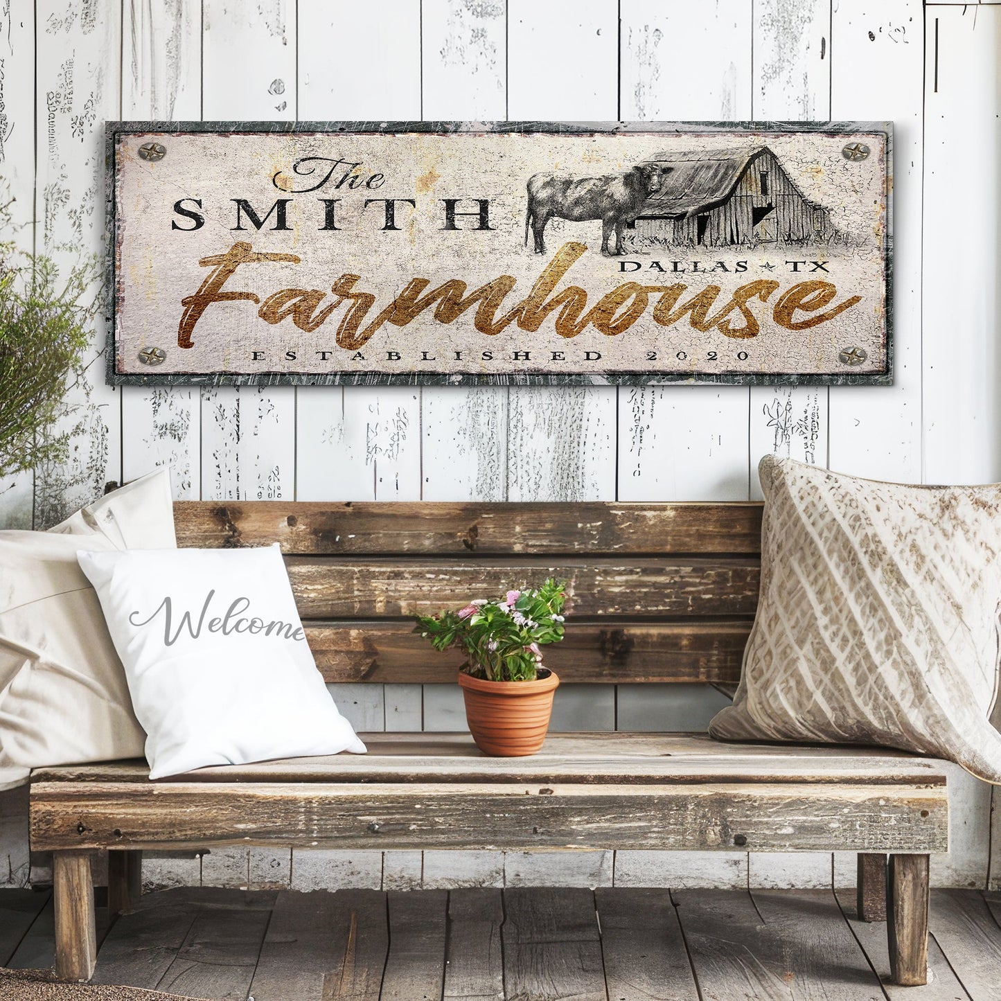 Rustic farmhouse canvas sign XVI with country style typography wall art