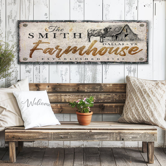 Rustic farmhouse canvas sign XVI with country style typography wall art