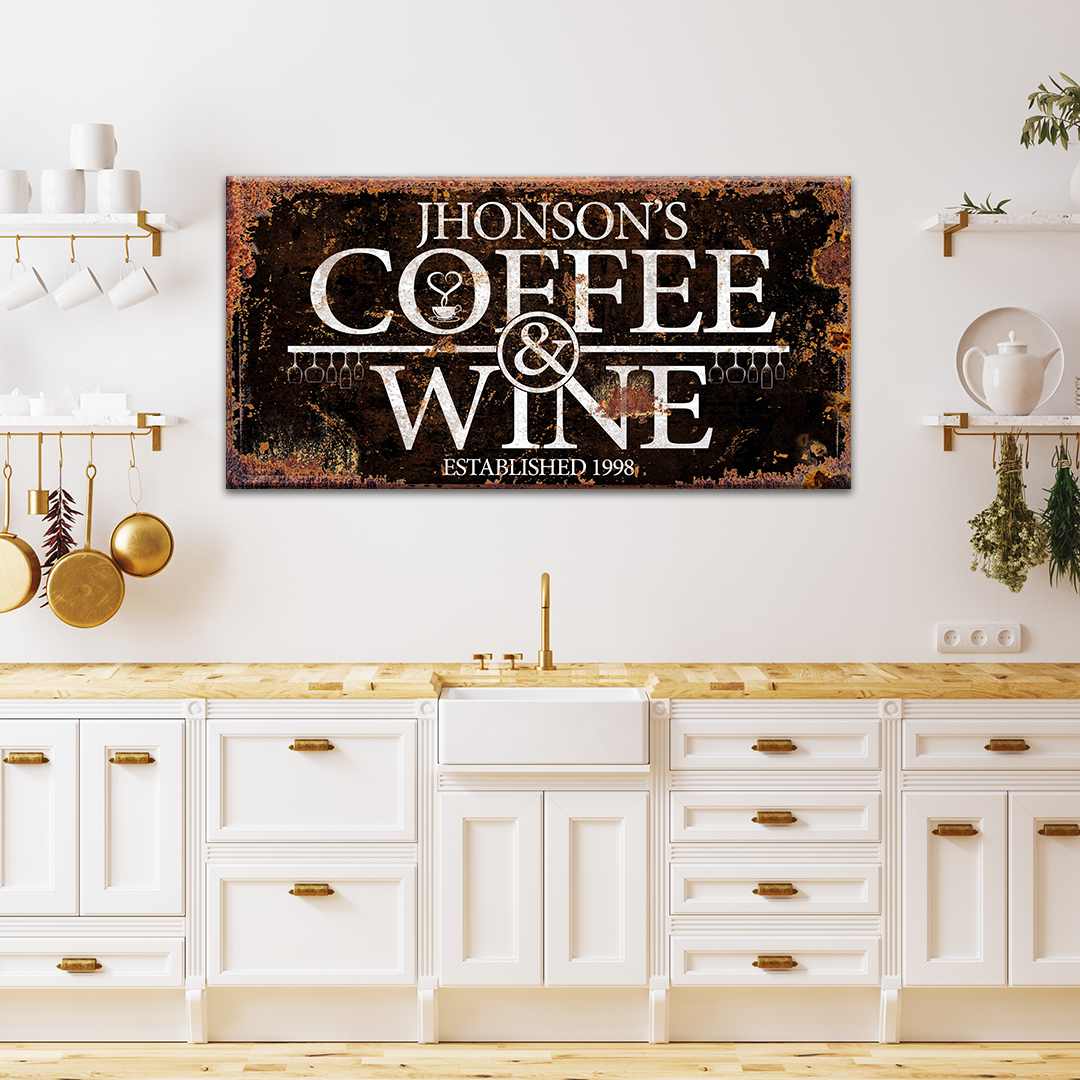 Personalized Coffee and Wine Bar Canvas Sign