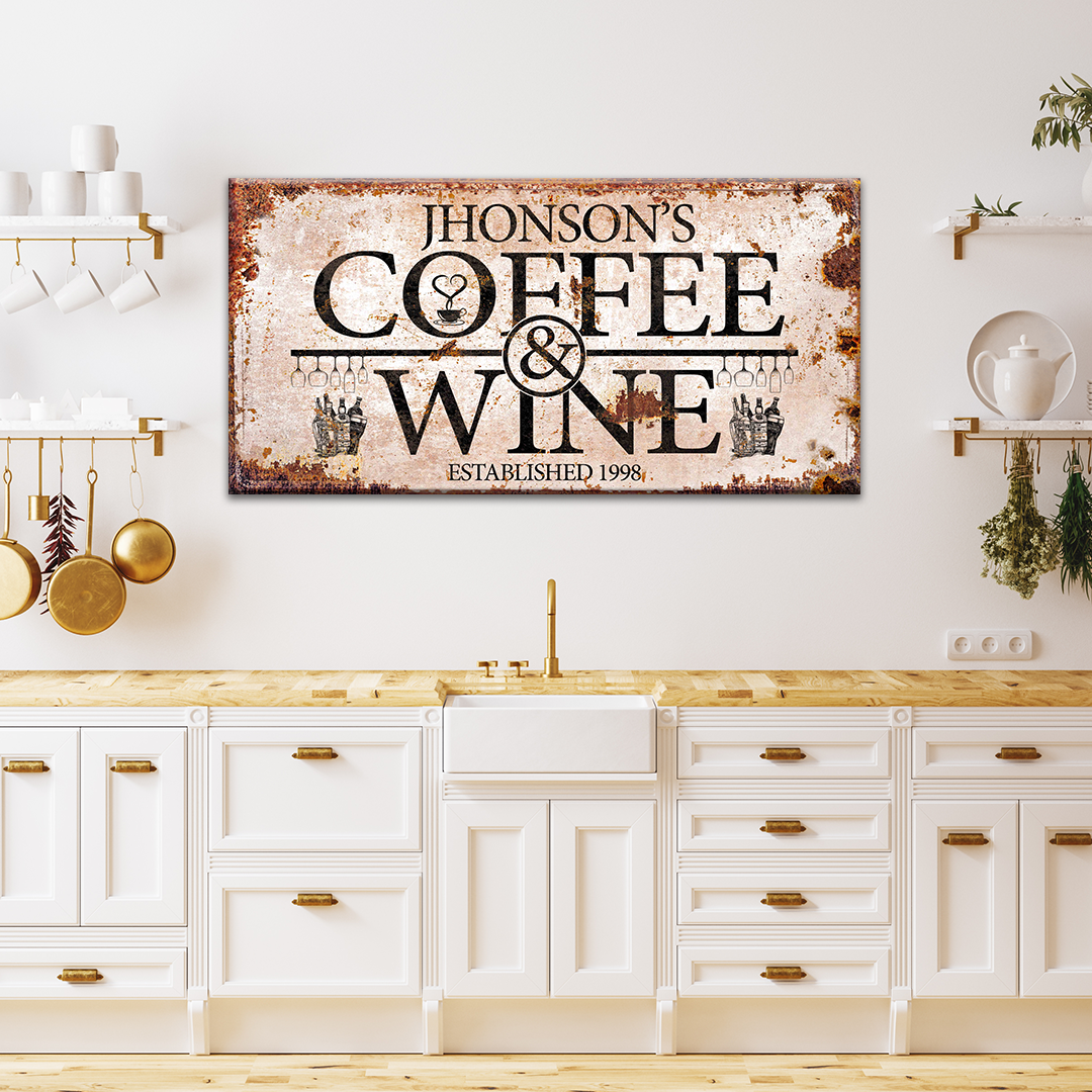 Personalized Coffee and Wine Bar Canvas Sign
