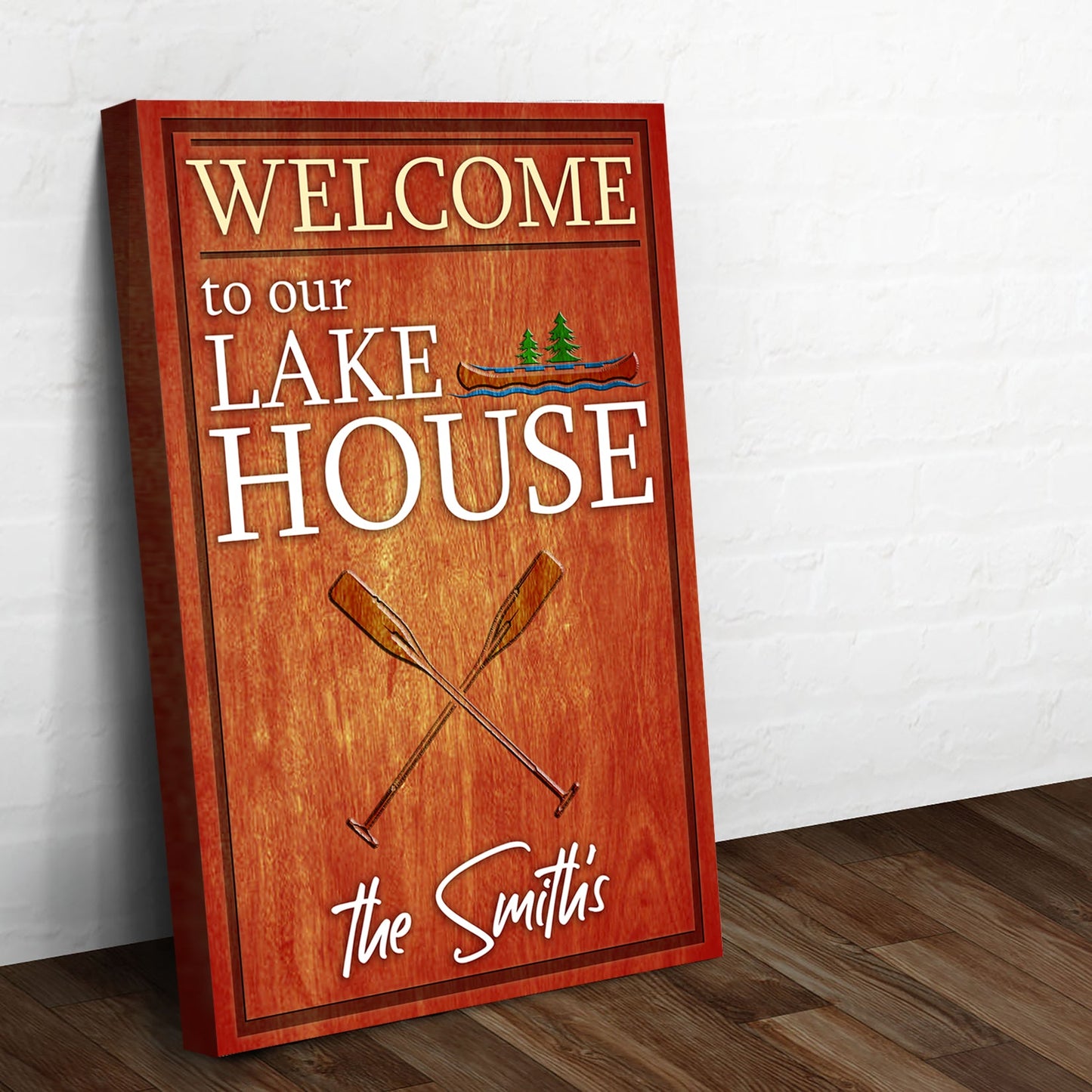 Welcome To Our Lake House Personalized Canvas Sign