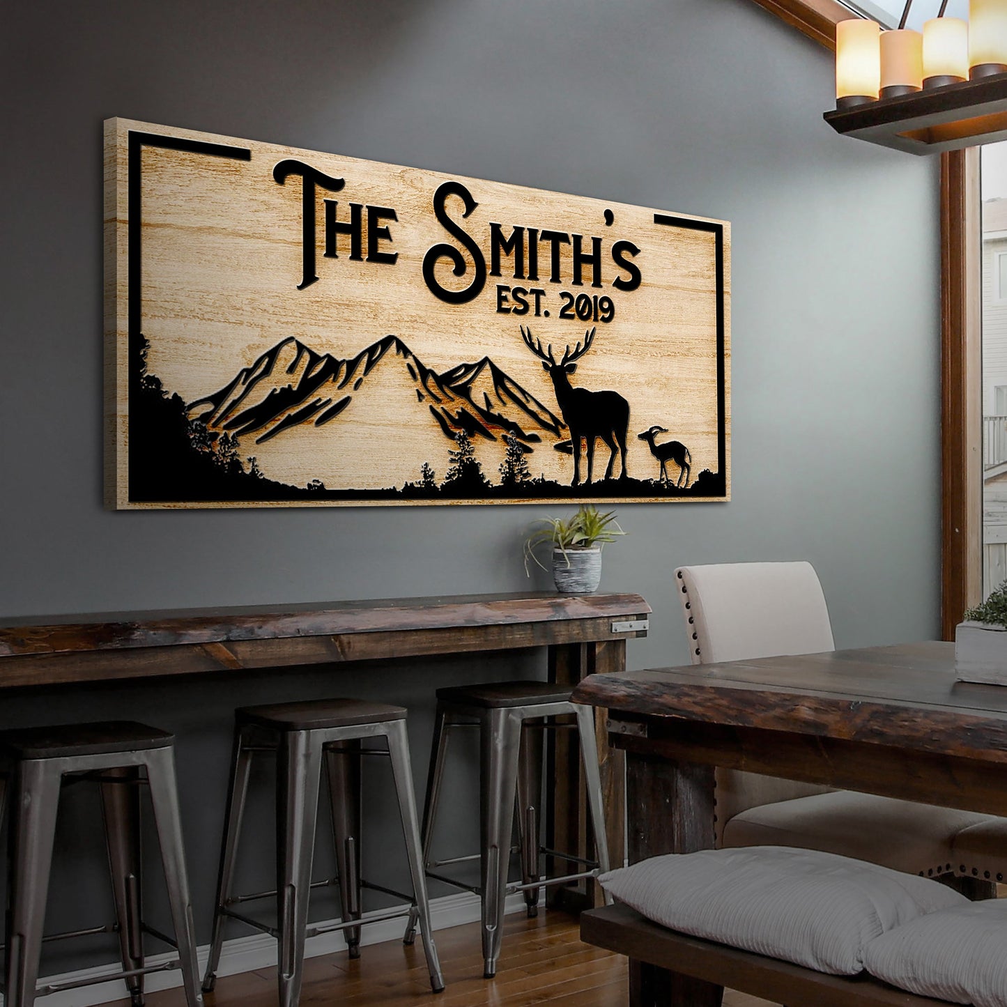 Personalized Family Mountain Canvas Sign