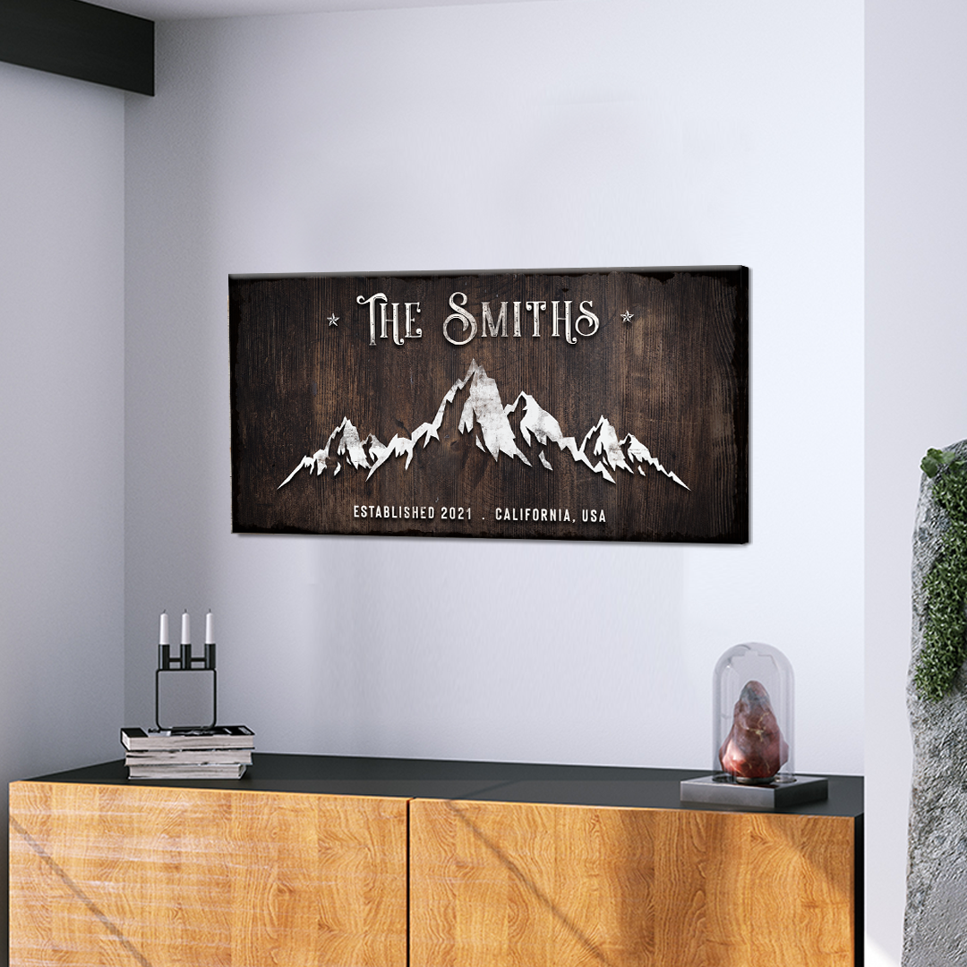 Personalized Family Mountain Home Canvas Sign