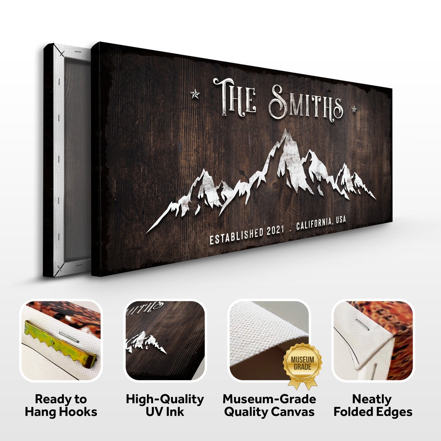 Personalized Family Mountain Home Canvas Sign