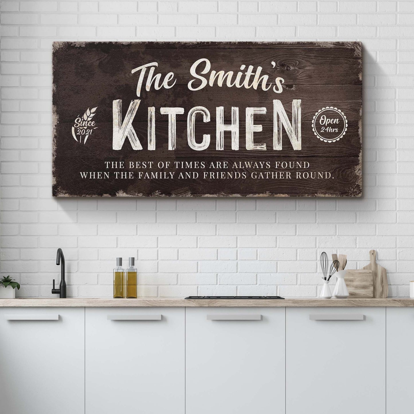 Family Kitchen Rustic Canvas Sign