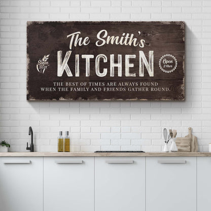 Family Kitchen Rustic Canvas Sign