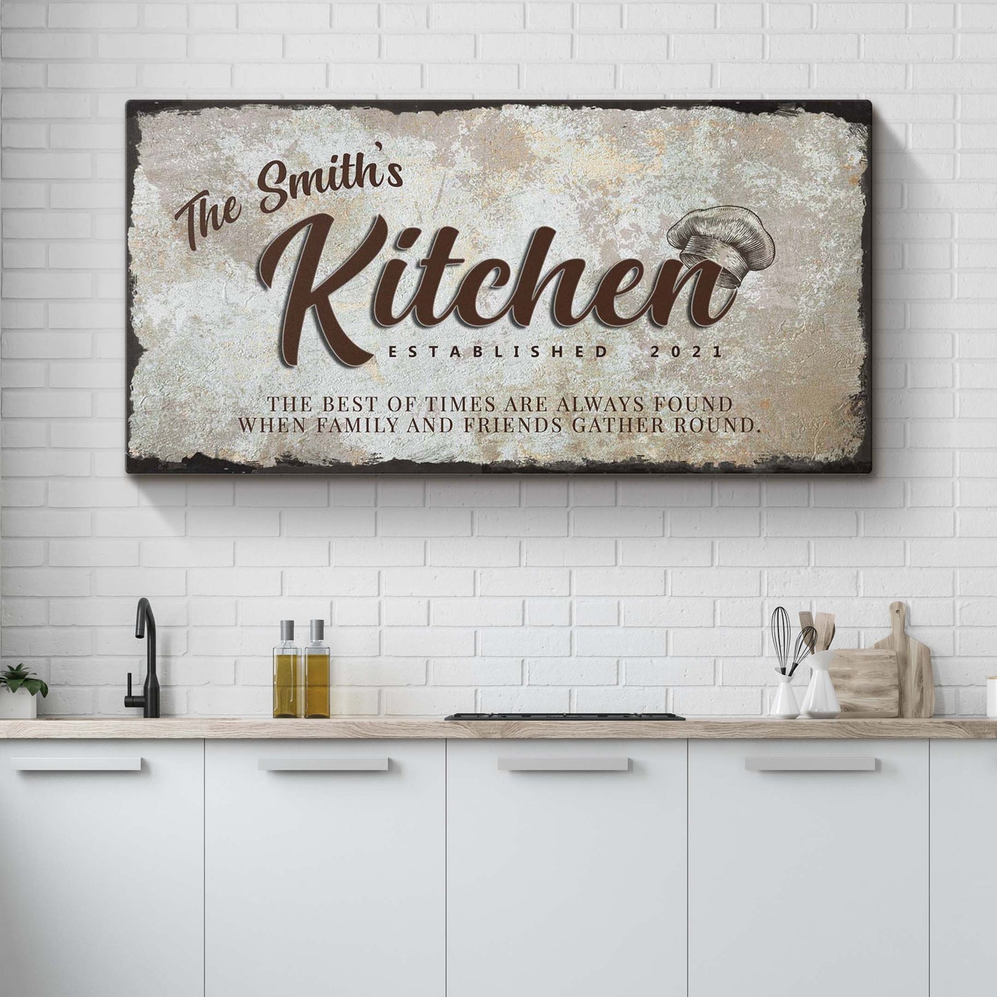 Family Kitchen Rustic Canvas Sign