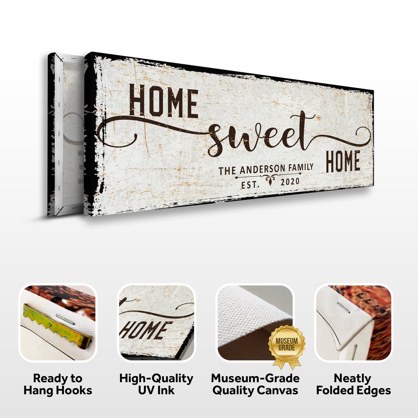 Home Sweet Home Personalized Family Canvas Sign