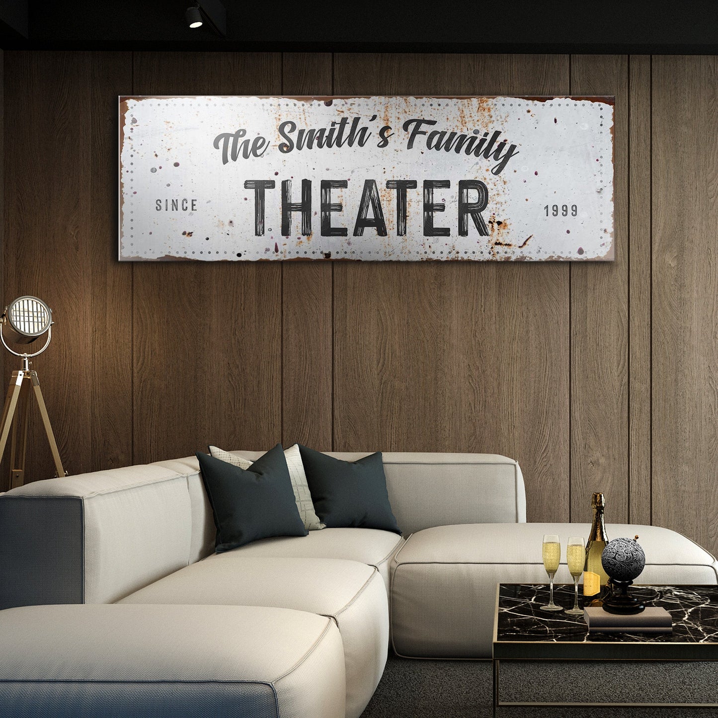 Family Theater canvas wall art home cinema sign