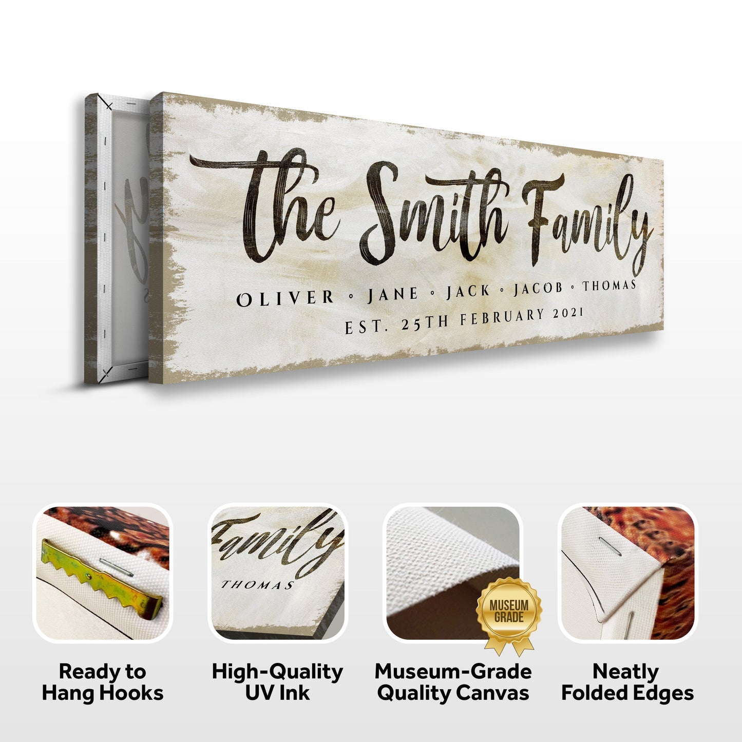Personalized Family Established Canvas Sign Wall Art
