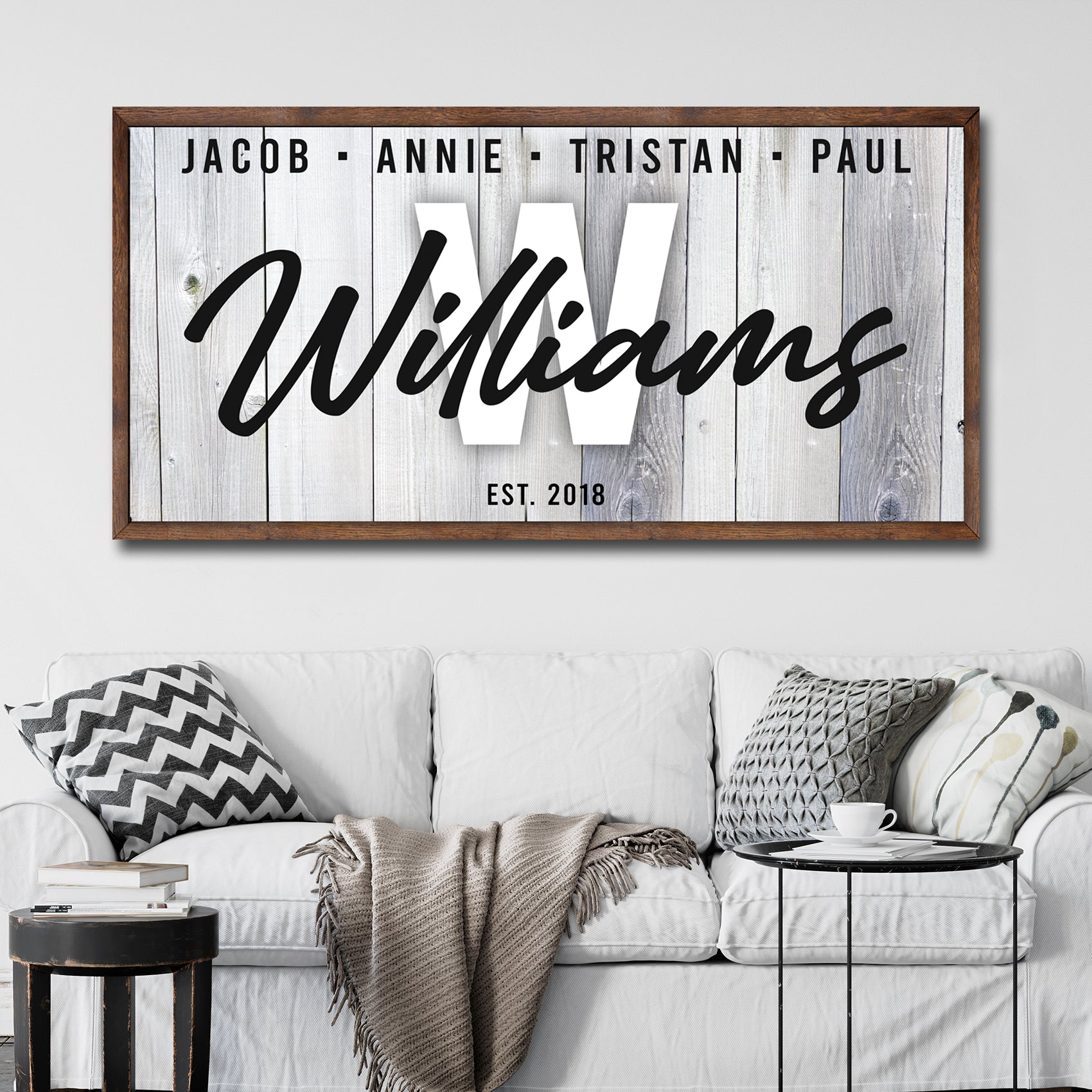 Personalized family name canvas wall art sign