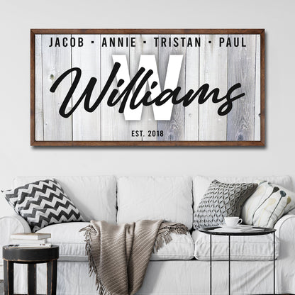 Personalized family name canvas wall art sign