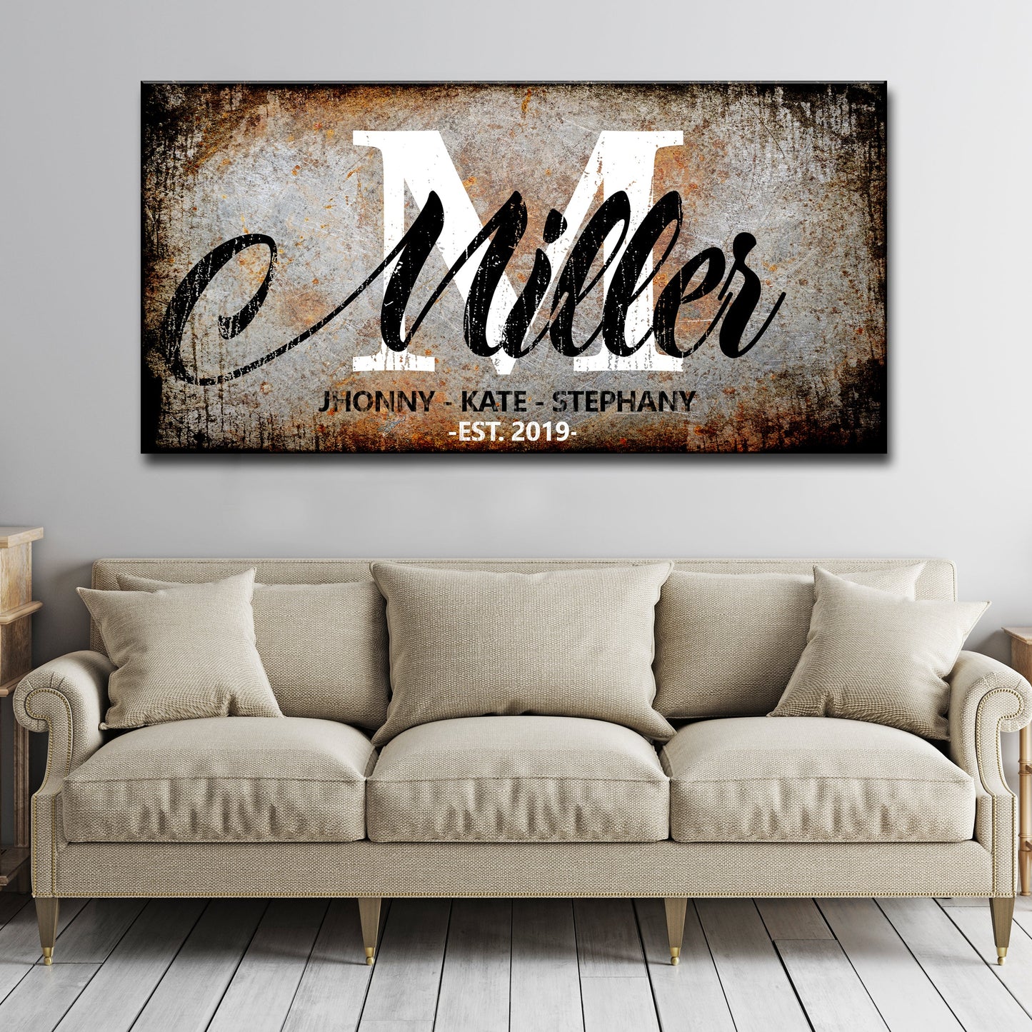 Personalized family last name canvas wall art sign