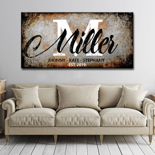 Personalized family last name canvas wall art sign