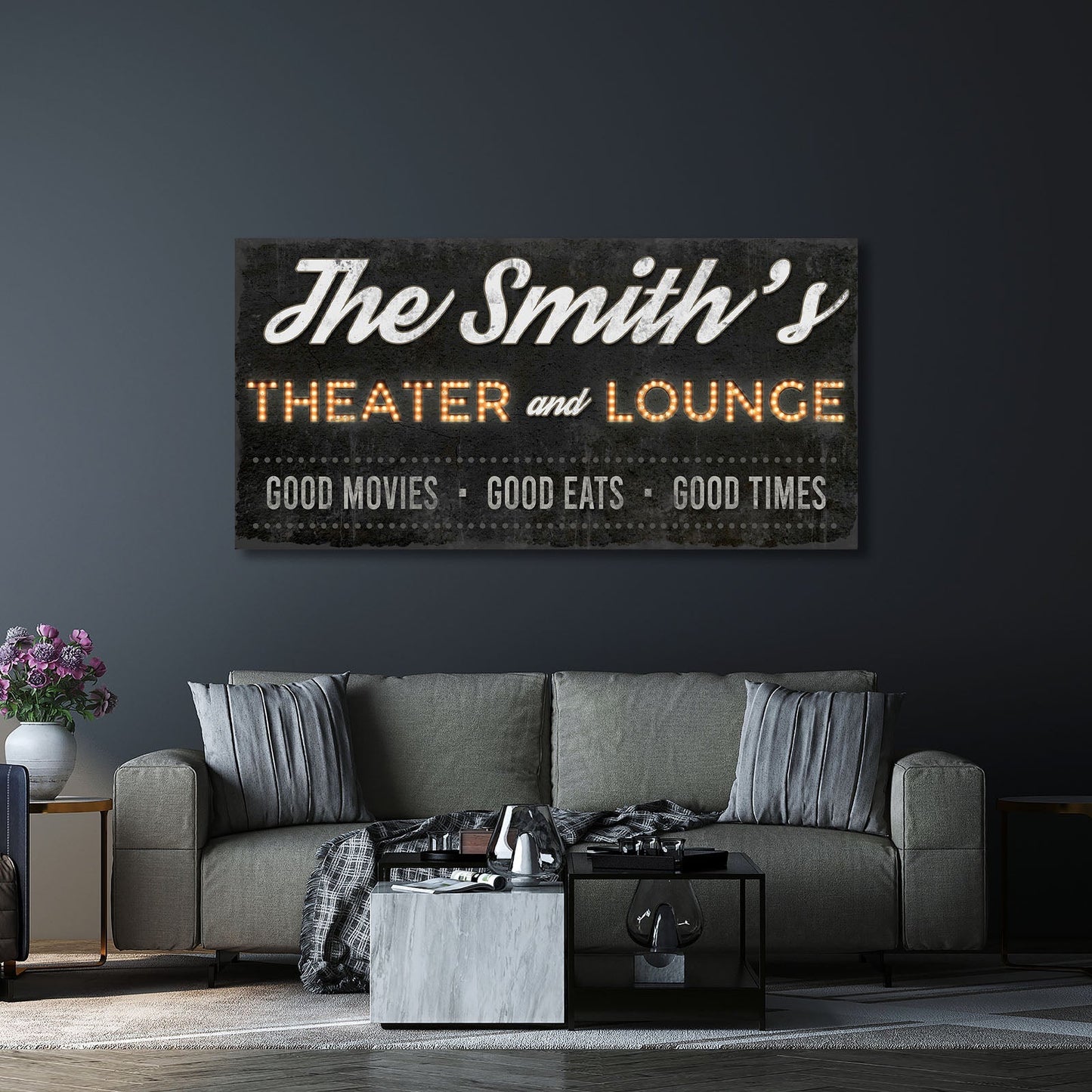 Family Theater and Lounge Sign Canvas Wall Art