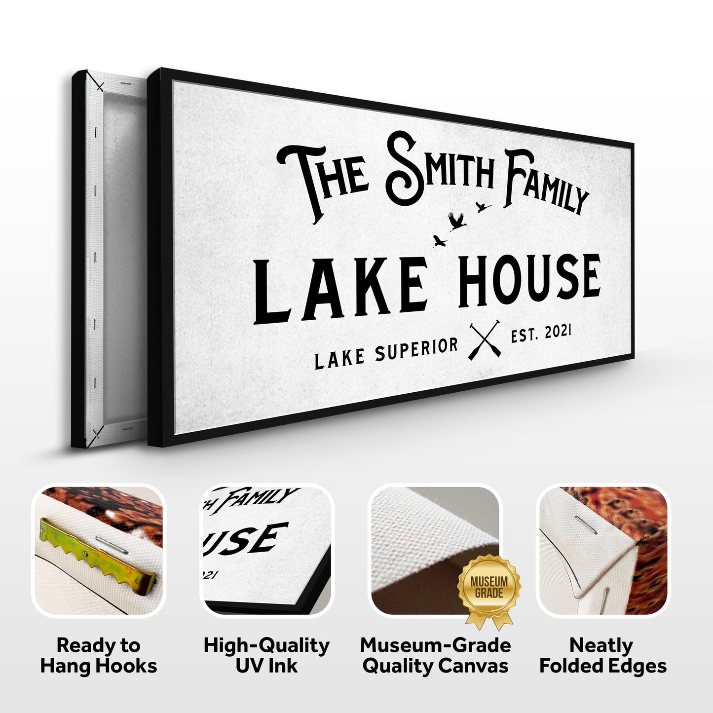 Rustic Family Lake House Canvas Sign