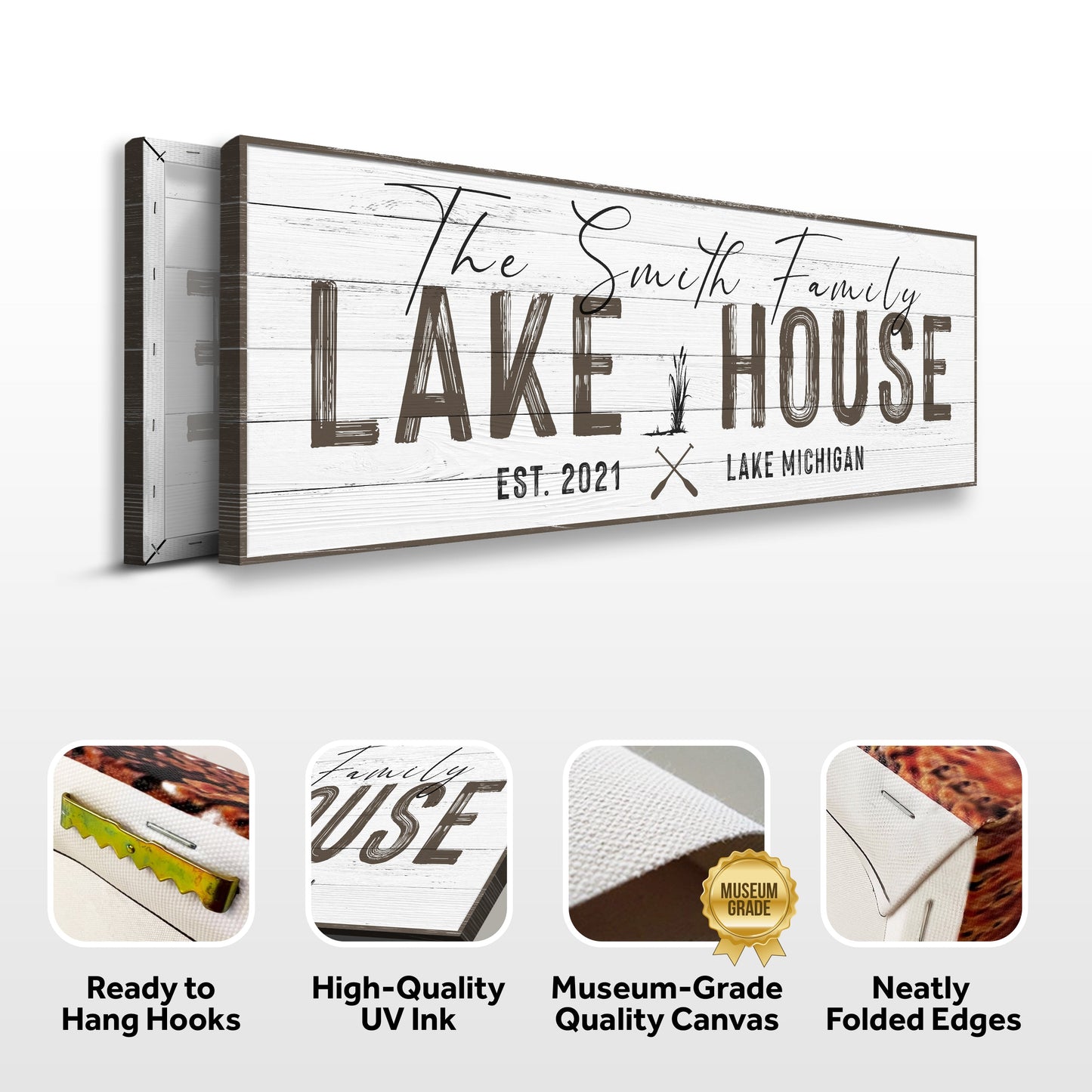Classic Family Lake House Canvas Sign