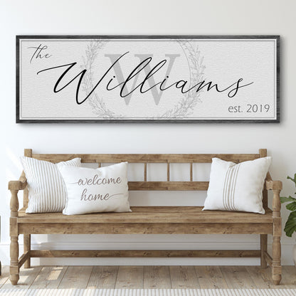 Personalized family name rustic word-art canvas sign with established date ready to hang