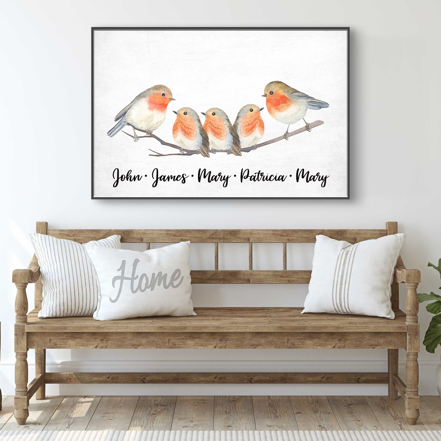 Personalized Family Flock of Birds Canvas Sign