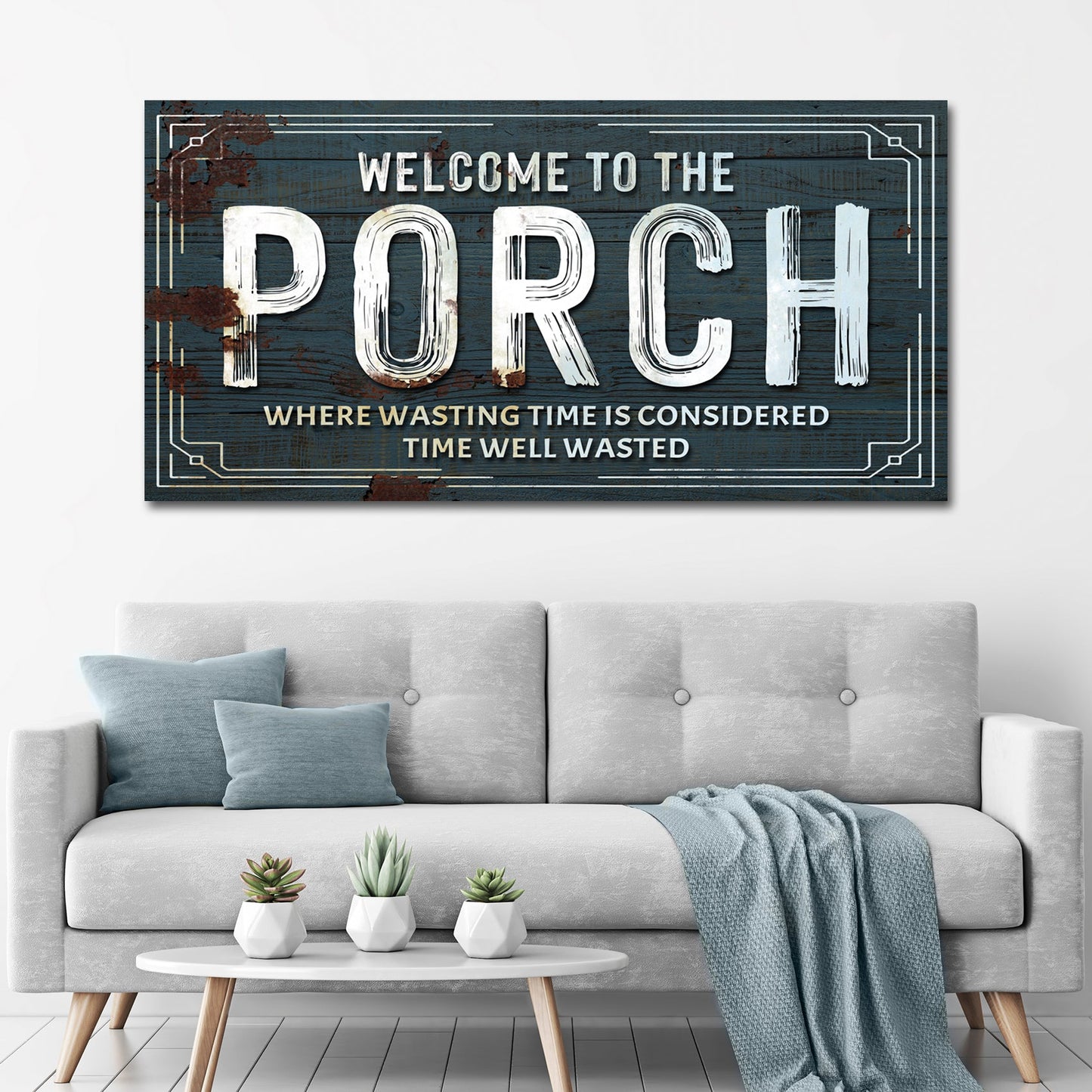 Welcome to the Porch rustic canvas sign for entryway and porch decor