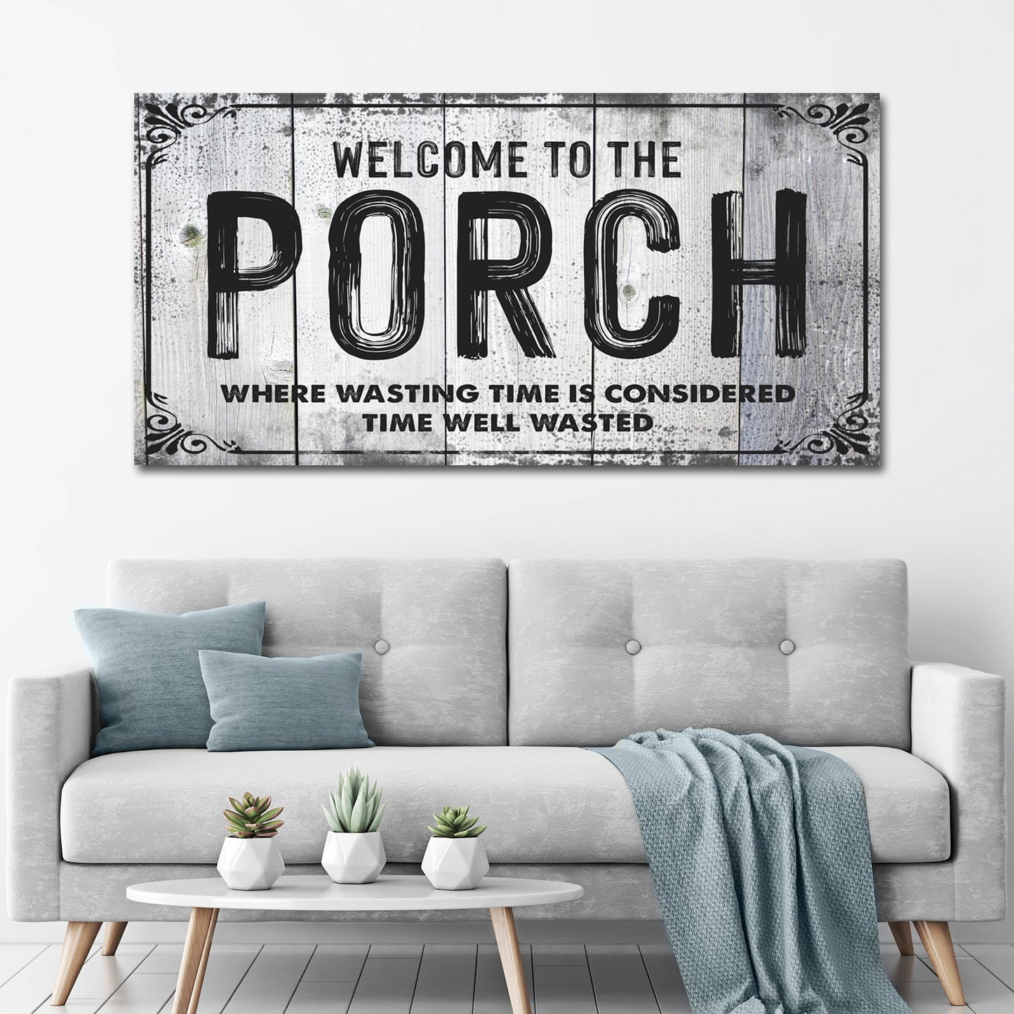 Welcome to the Porch Rustic Canvas Sign